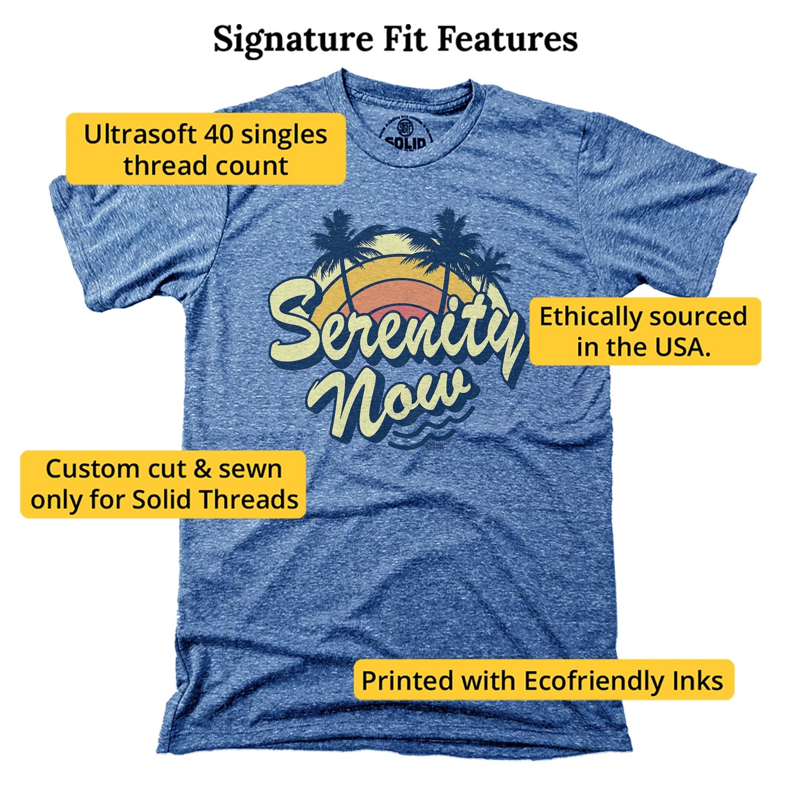 Serenity Now Cool Signature T-shirt in Triblend Royal - Fit Attributes