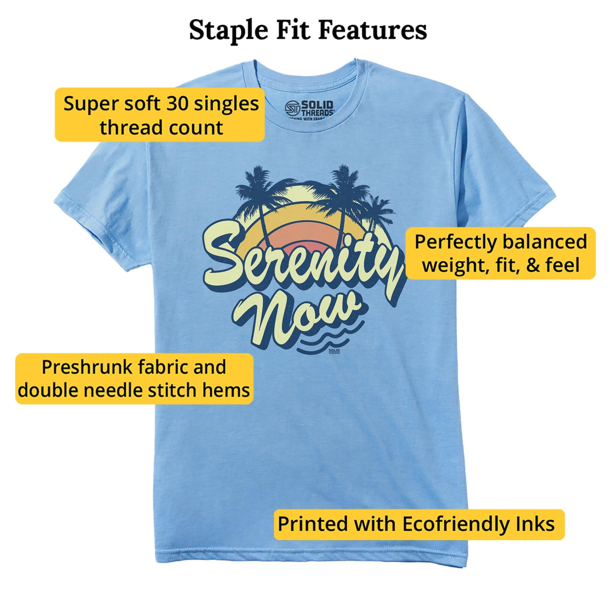 Serenity Now Cool Staple T-shirt in Light Blue Heather - Fit Attributes