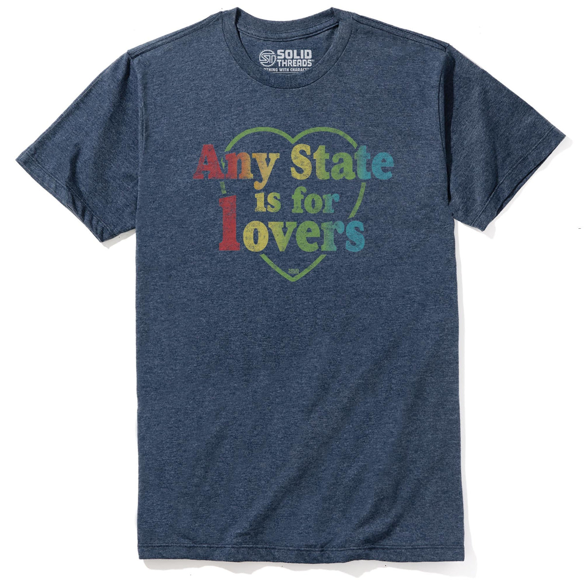 Any State Is For Lovers Staple T-shirt in Navy Heather - Front View