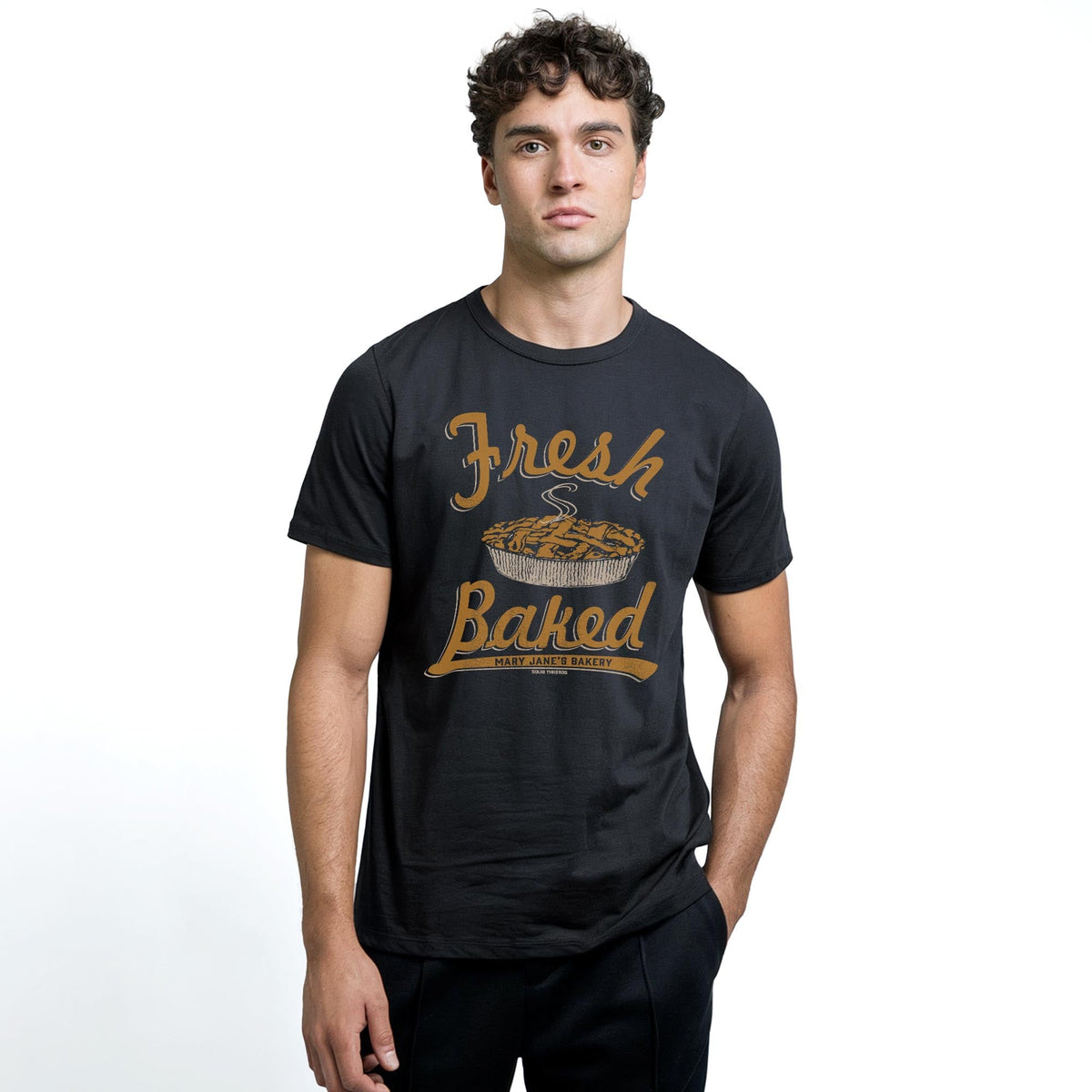 Fresh Baked Cool Staple T-shirt in Black On Model - Front View