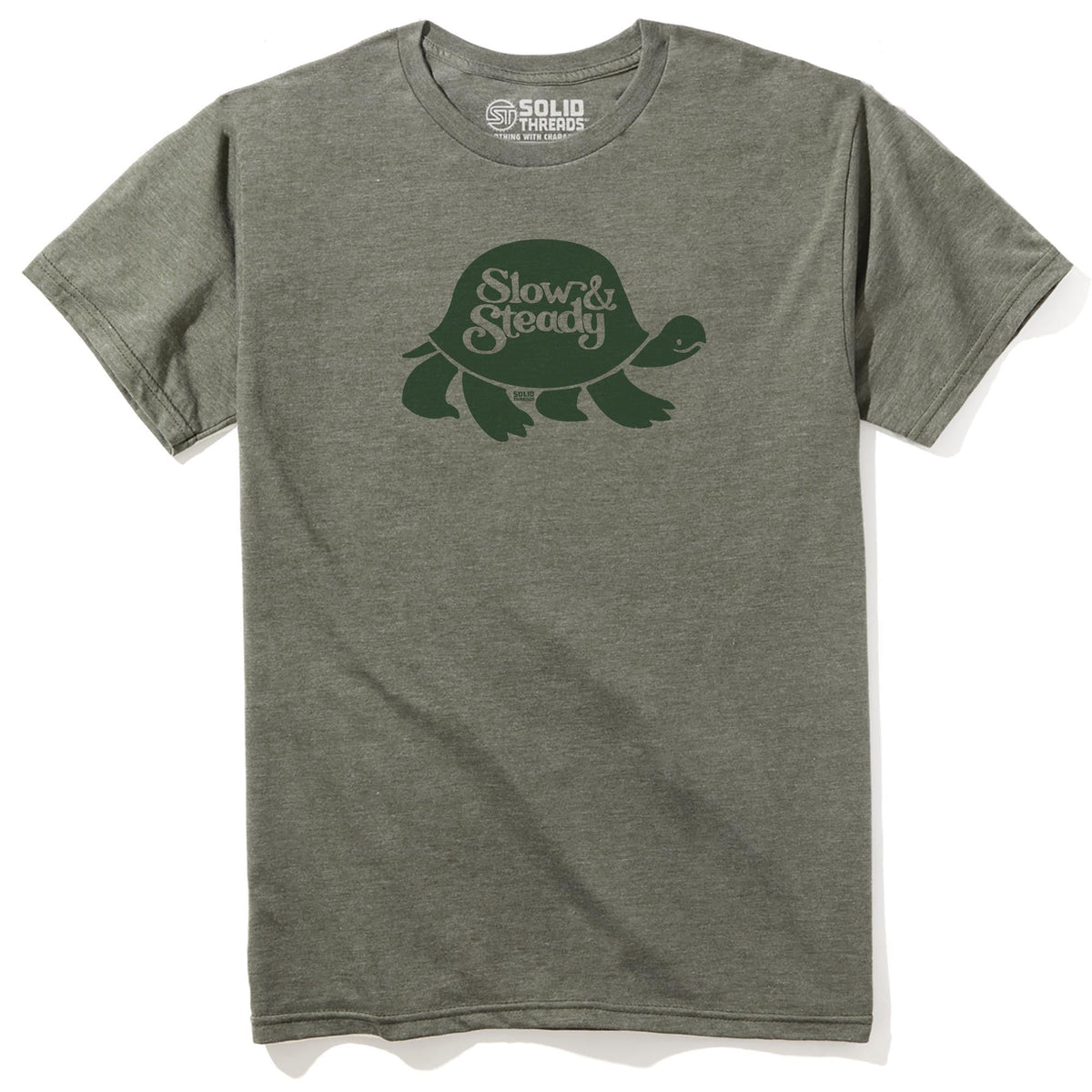 Slow And Steady Cool Staple T-shirt in Olive Heather - Front View