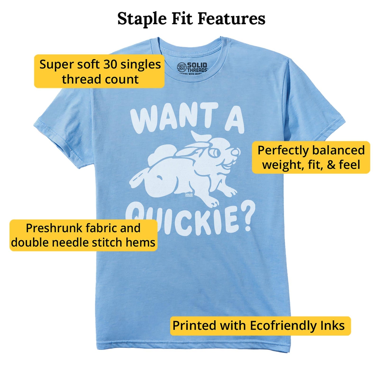Want A Quickie Vintage Staple T-shirt in Light Blue Heather - Fit Attributes