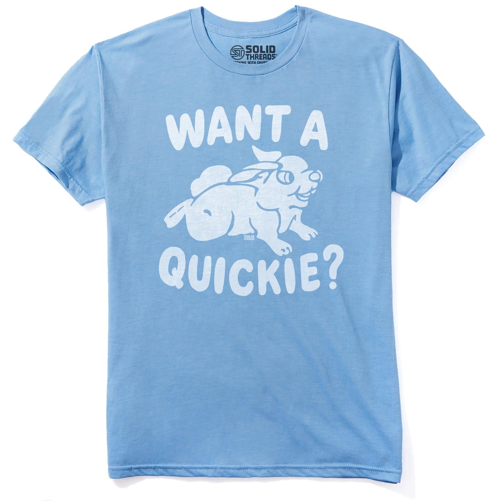 Want A Quickie Vintage Staple T-shirt in Light Blue Heather - Front View