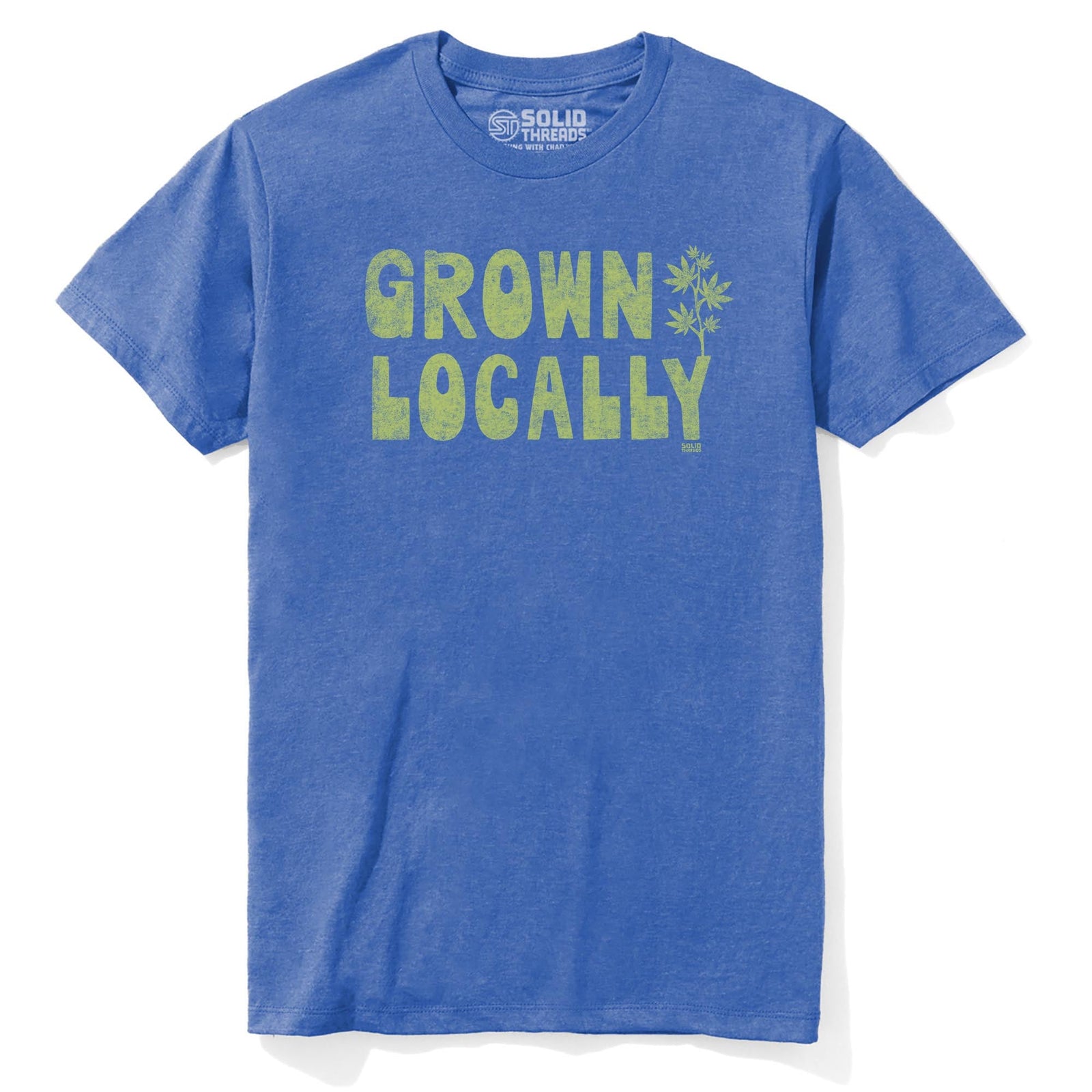 Ganja Grown Locally Cool Staple T-shirt in Royal Heather - Front View
