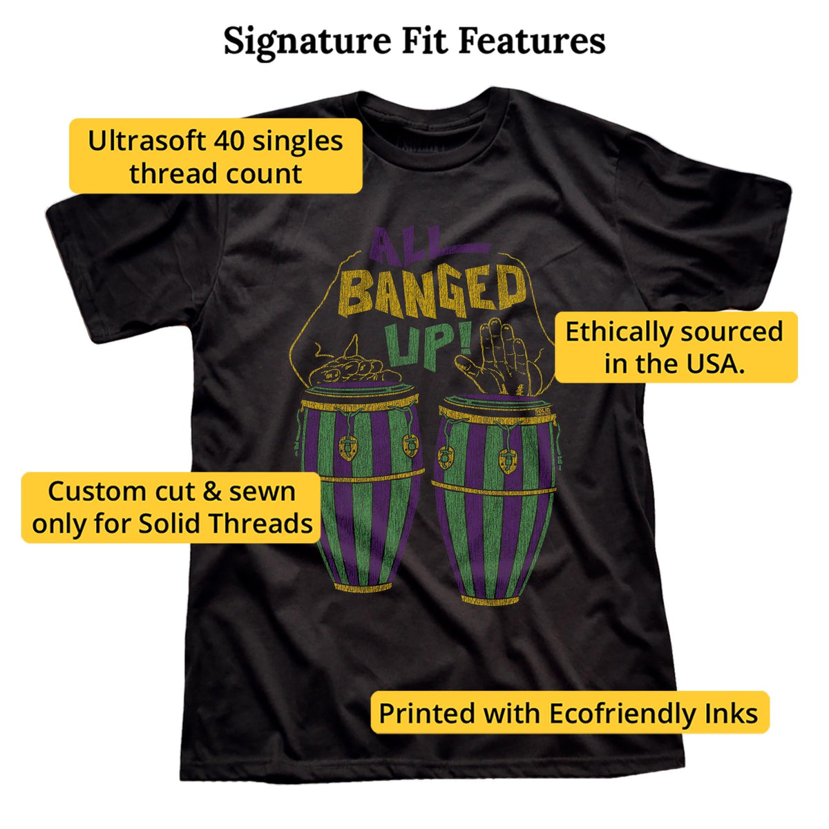 All Banged Up Vintage Signature T-shirt in Black - Fit Attributes