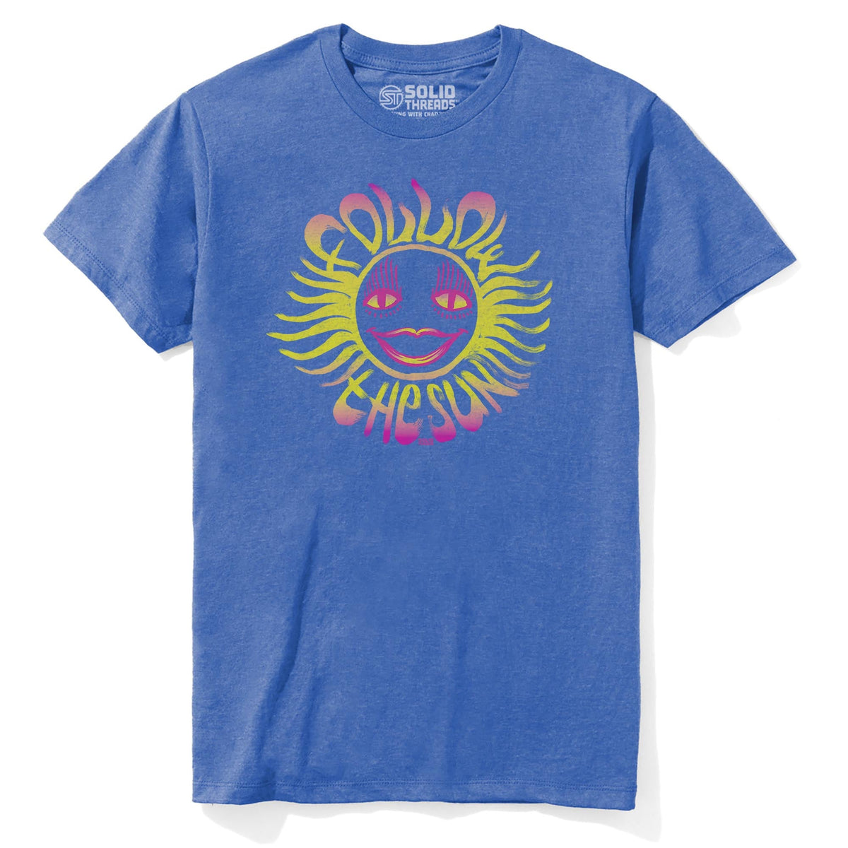 Follow The Sun Cool Staple T-shirt in Royal Heather - Front View