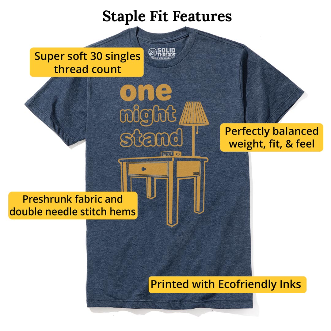 One Night Stand Vintage Staple T-shirt in Navy Heather - Fit Attributes