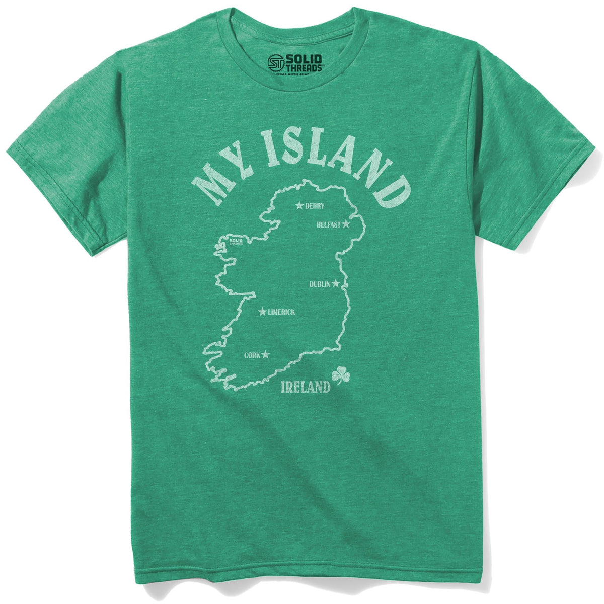 My Island Cool Staple T-shirt in Kelly Heather - Front View