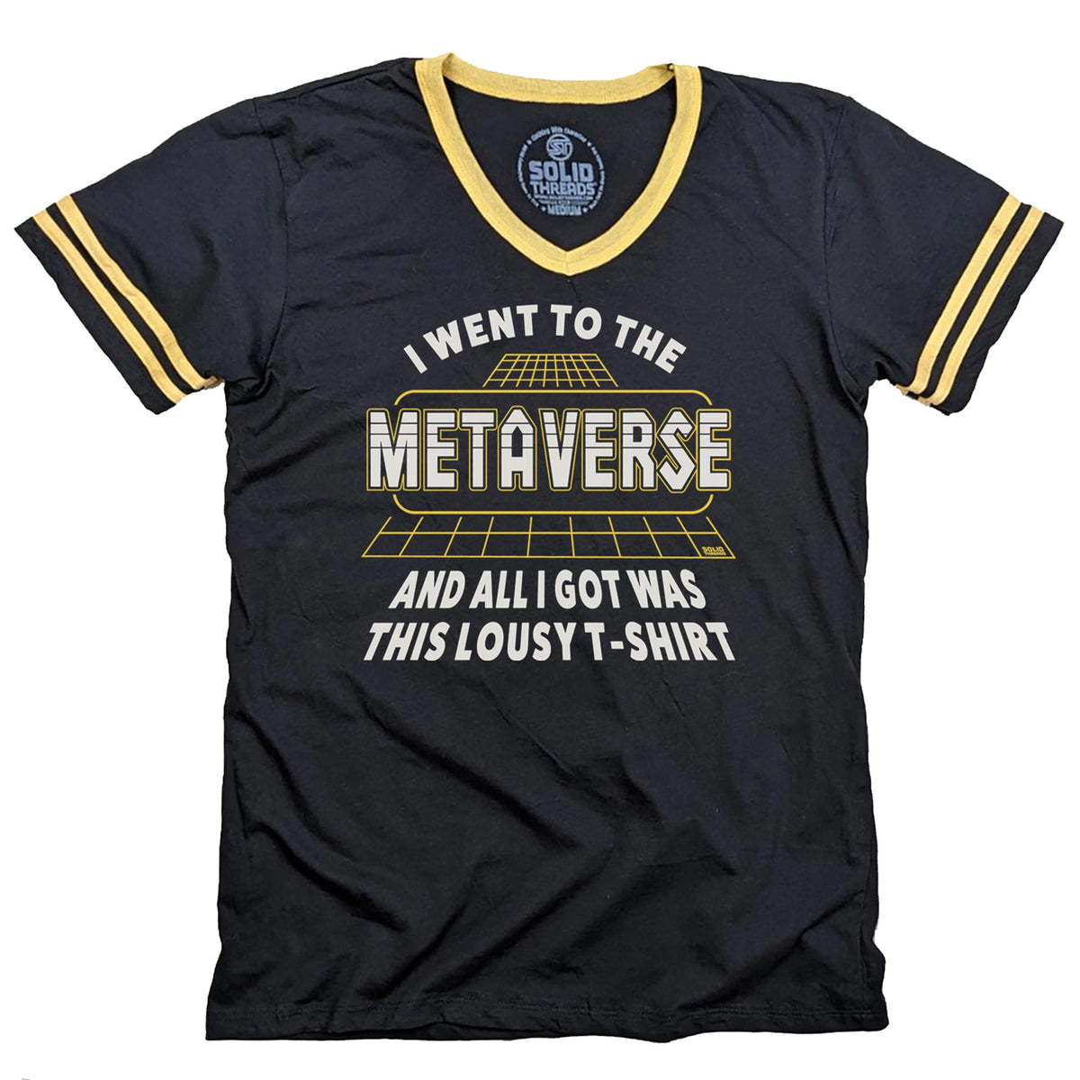 Men&#39;s Went to the Metaverse Funny Graphic V-Neck Tee | Retro Got a Lousy T-shirt | Solid Threads