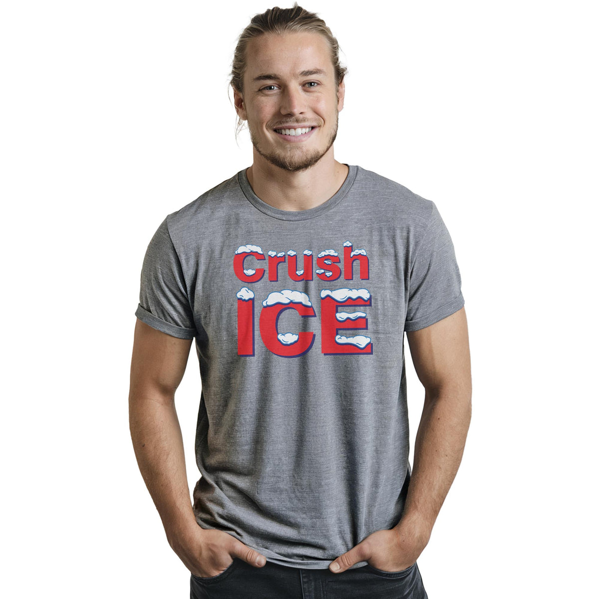 Crush ICE Cool Staple T-shirt in Ash Heather On Model - Front View