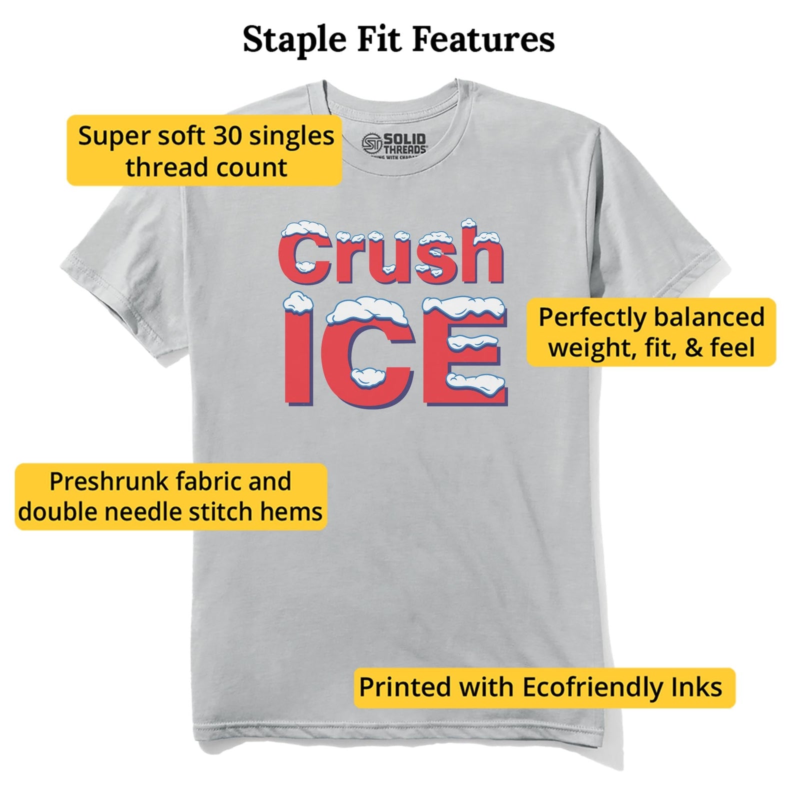 Crush Ice Cool Staple T-shirt in Silver - Fit Attributes