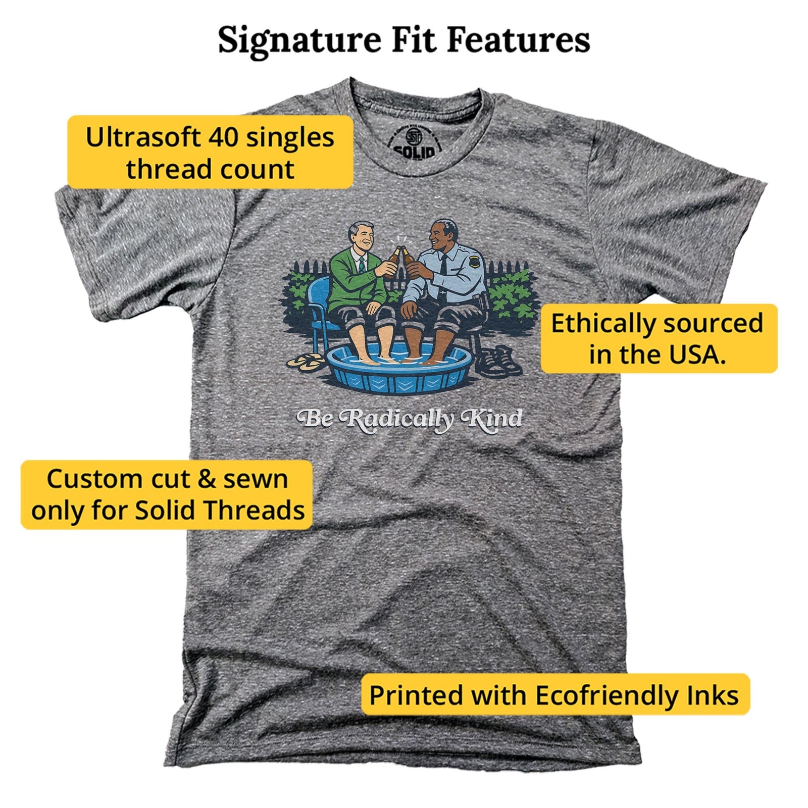 Be Radically Kind Cool Signature T-shirt in Triblend Grey - Fit Attributes