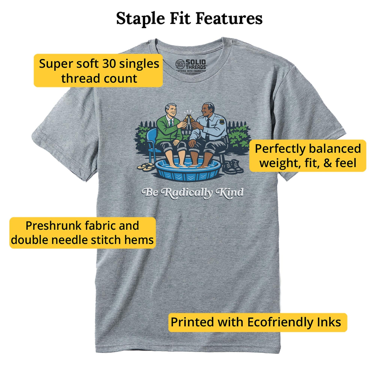 Be Radically Kind Cool Staple T-shirt in Ash Heather - Fit Attributes