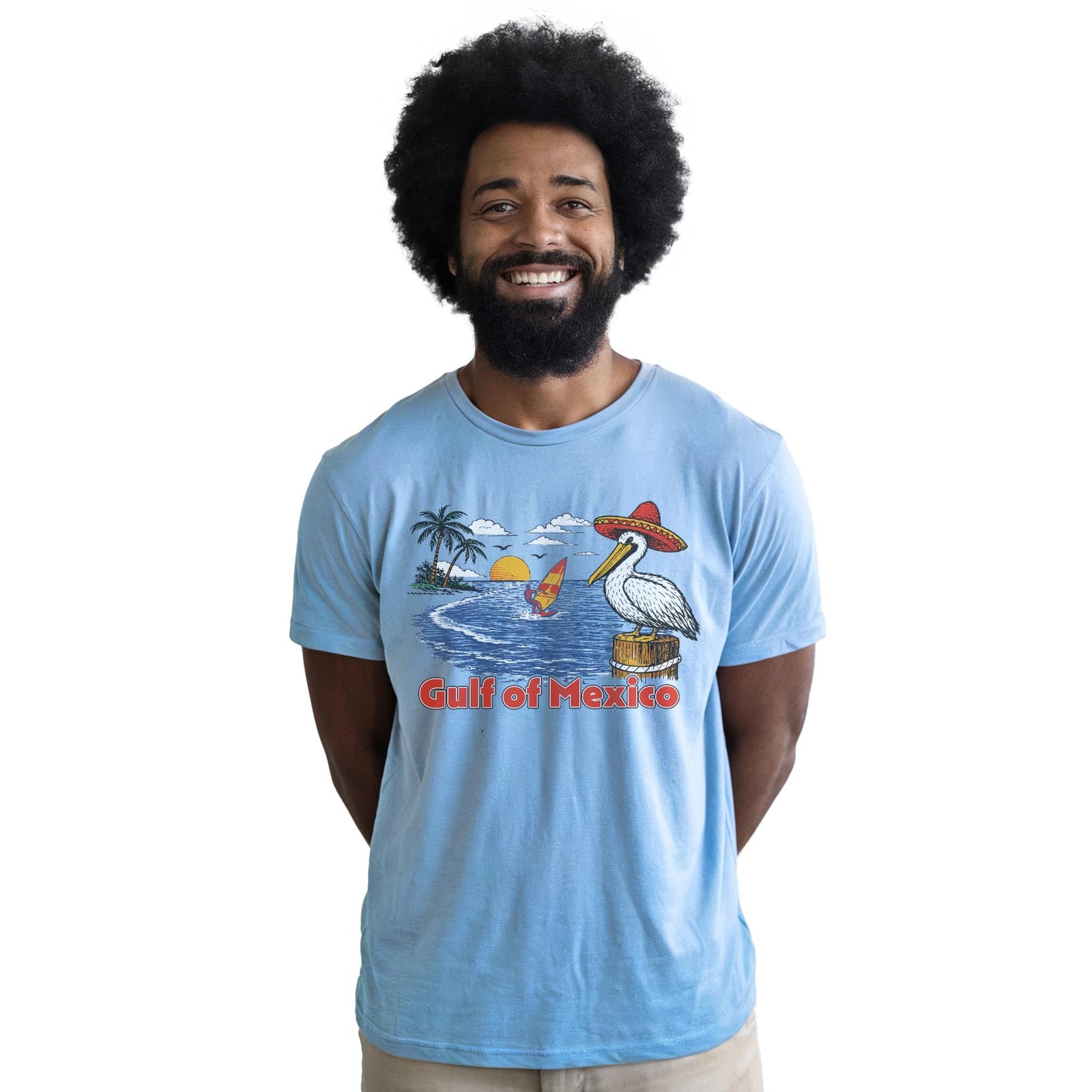 Gulf Of Mexico Vintage Everyday Staple T-Shirt in Natural On Model - Front View