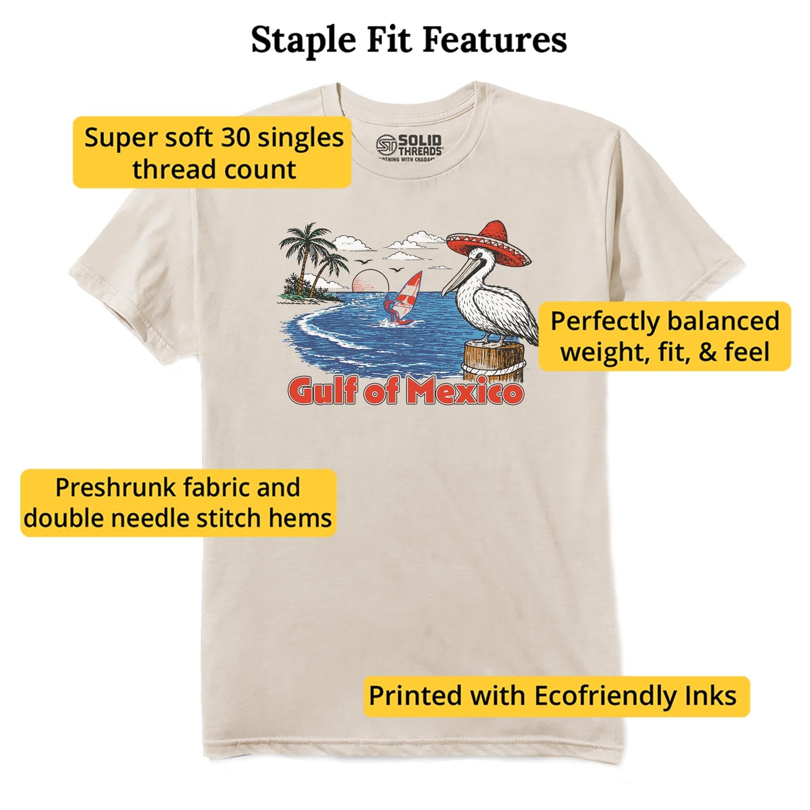 Gulf Of Mexico Vintage Everyday Staple T-Shirt in Natural - Fit Attributes