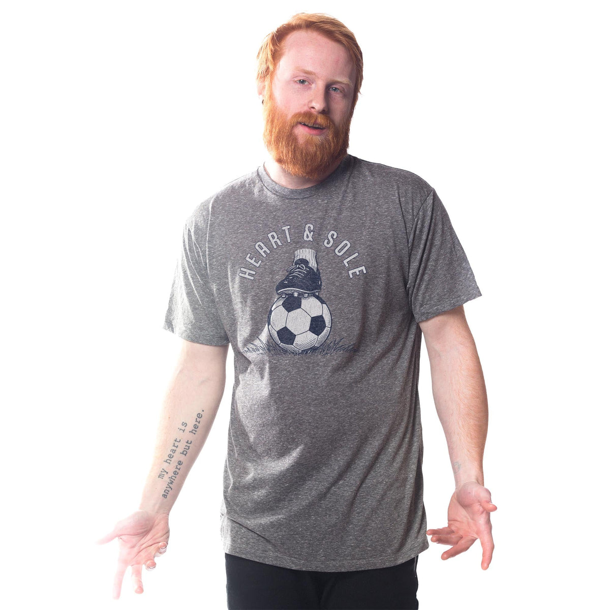 Heart & Sole Vintage Signature T-shirt in Triblend Grey On Model - Front View