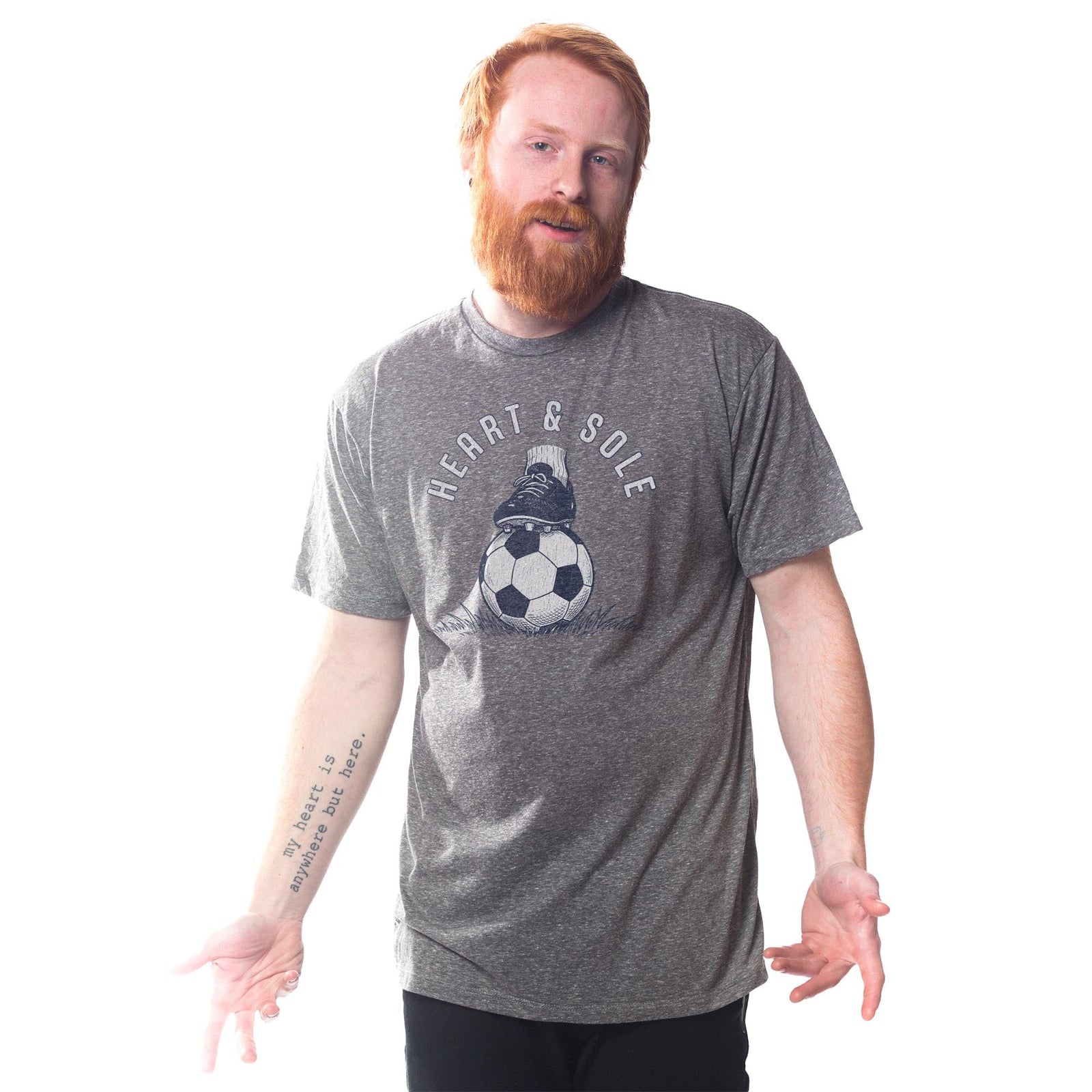 Heart & Sole Vintage Signature T-shirt in Triblend Grey On Model - Front View