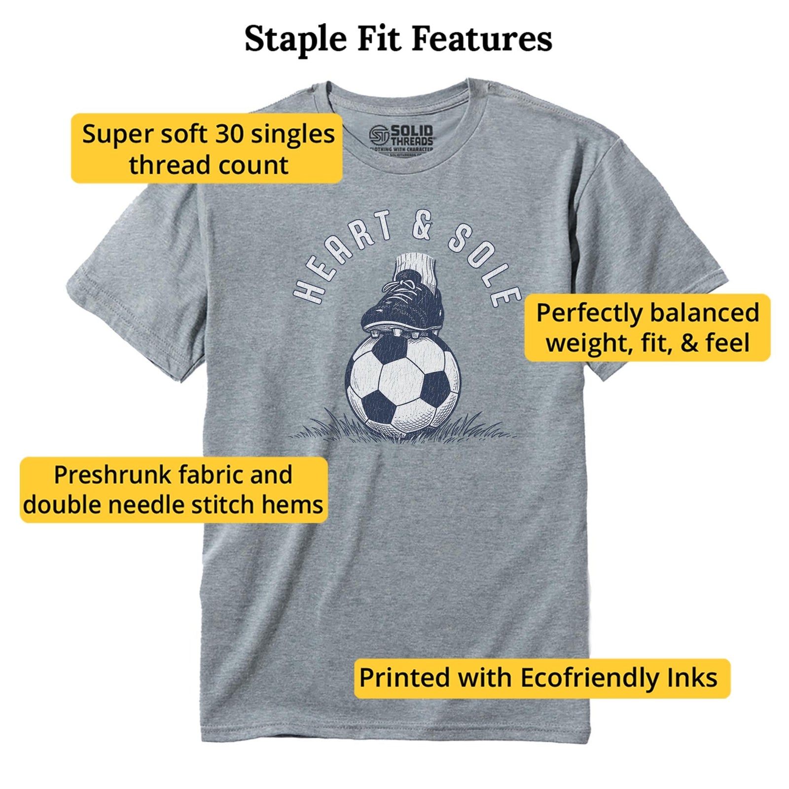 Heart & Sole Vintage Staple T-shirt in Ash Heather - Fit Attributes