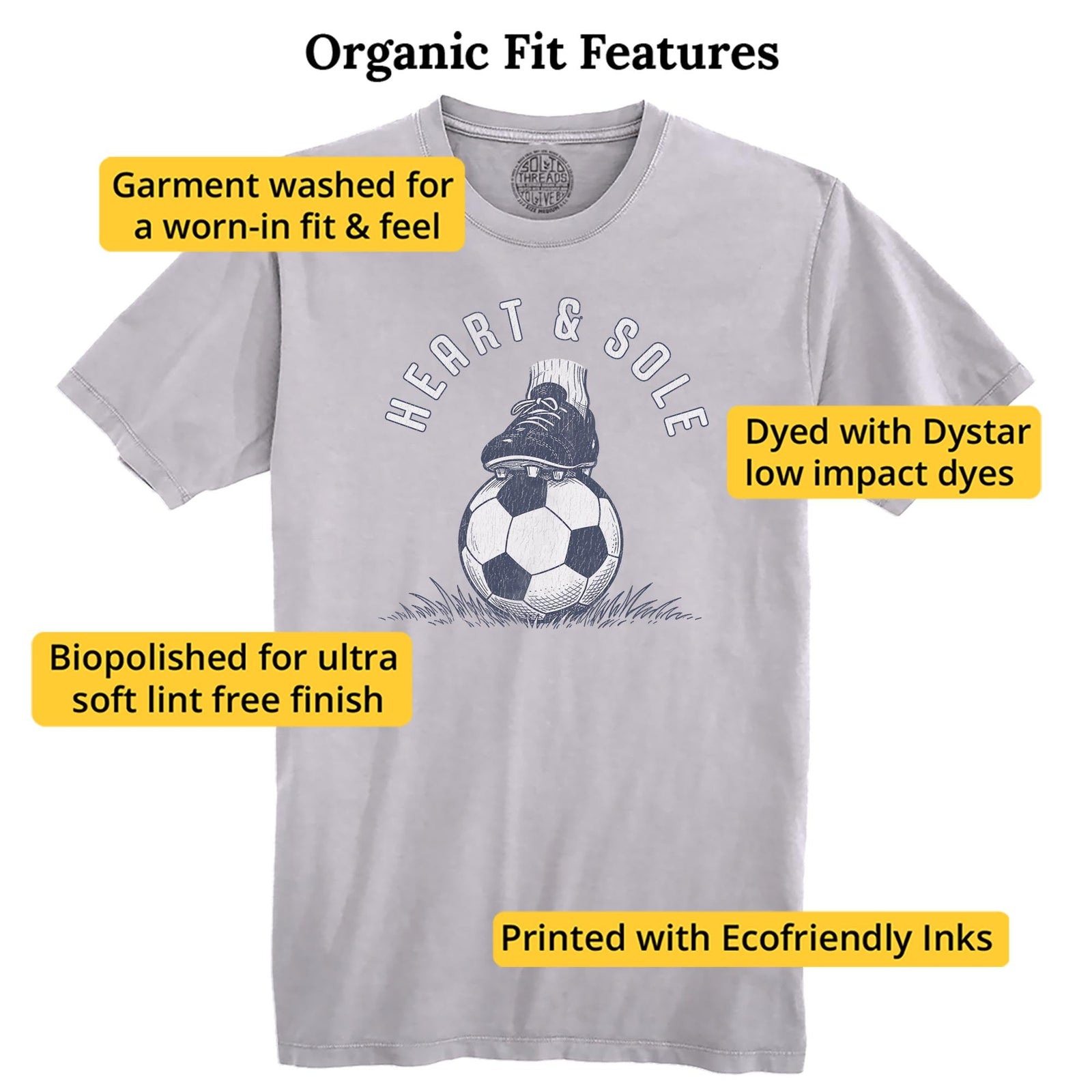 Heart & Sole Vintage Organic T-shirt in Silver - Fit Attributes