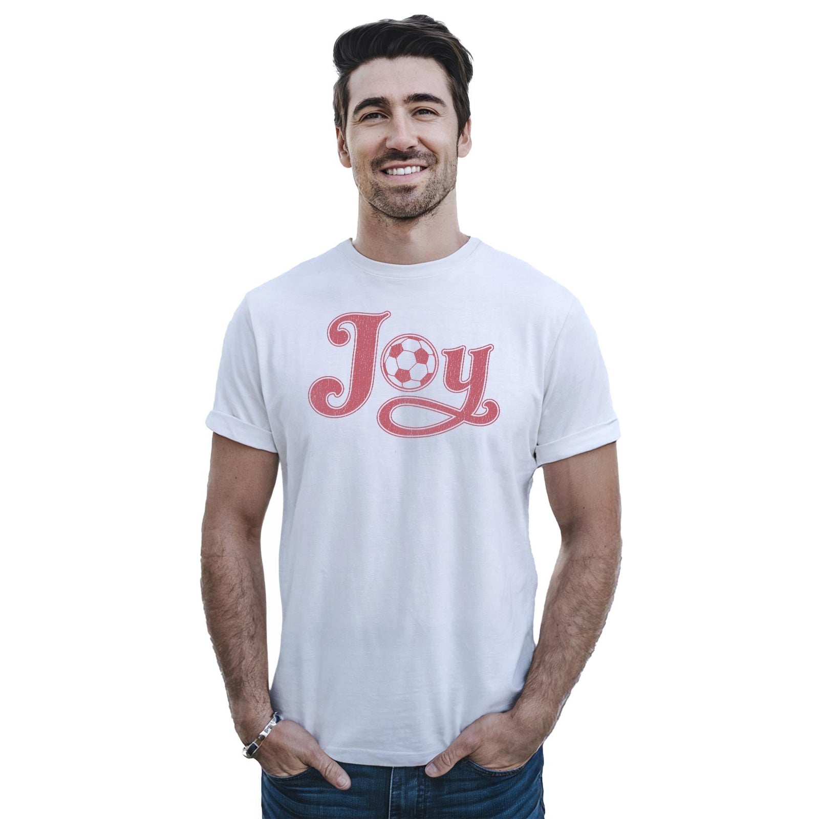 Joy Vintage Staple T-shirt in White On Model - Front View