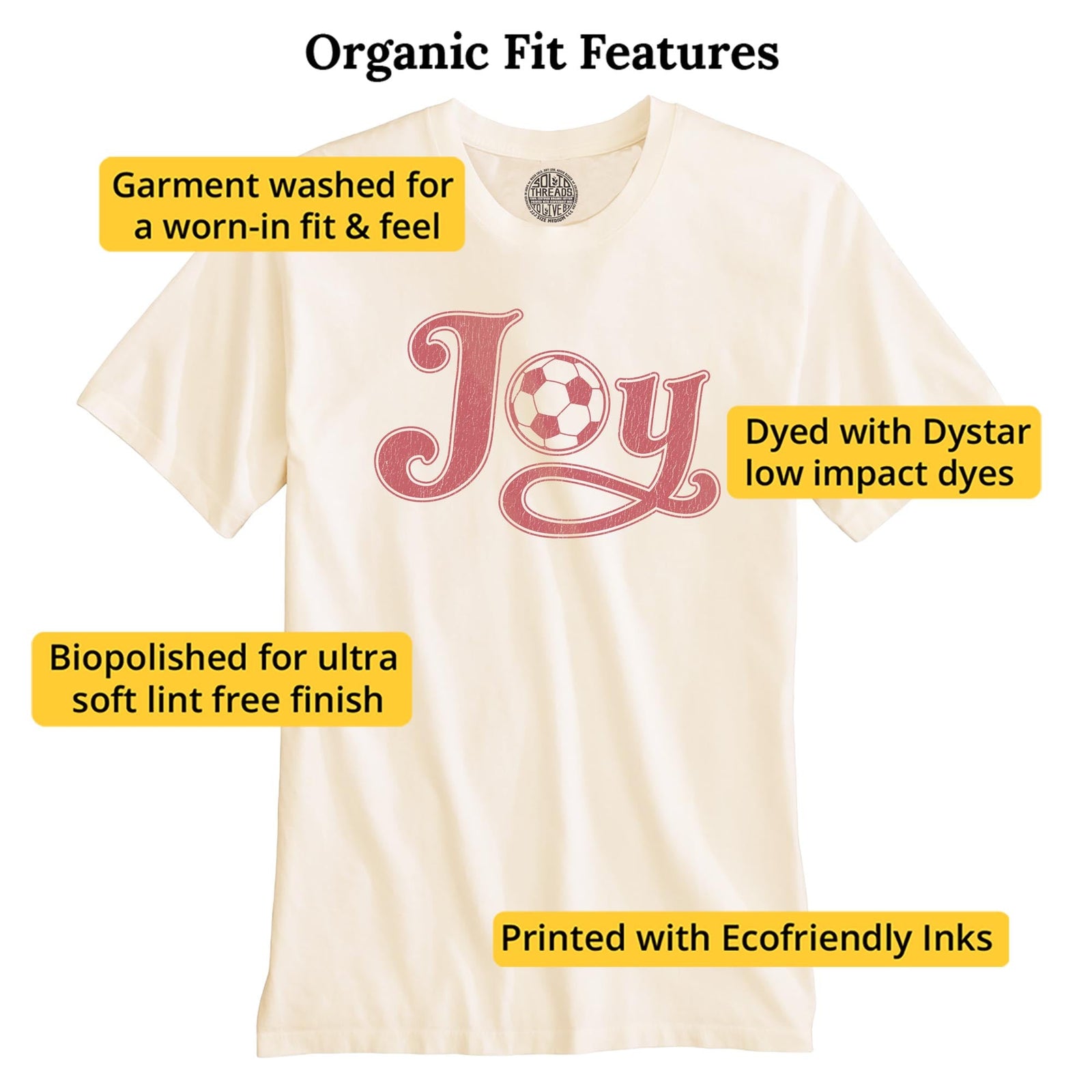 Joy Vintage Organic T-shirt in Ivory - Fit Attributes