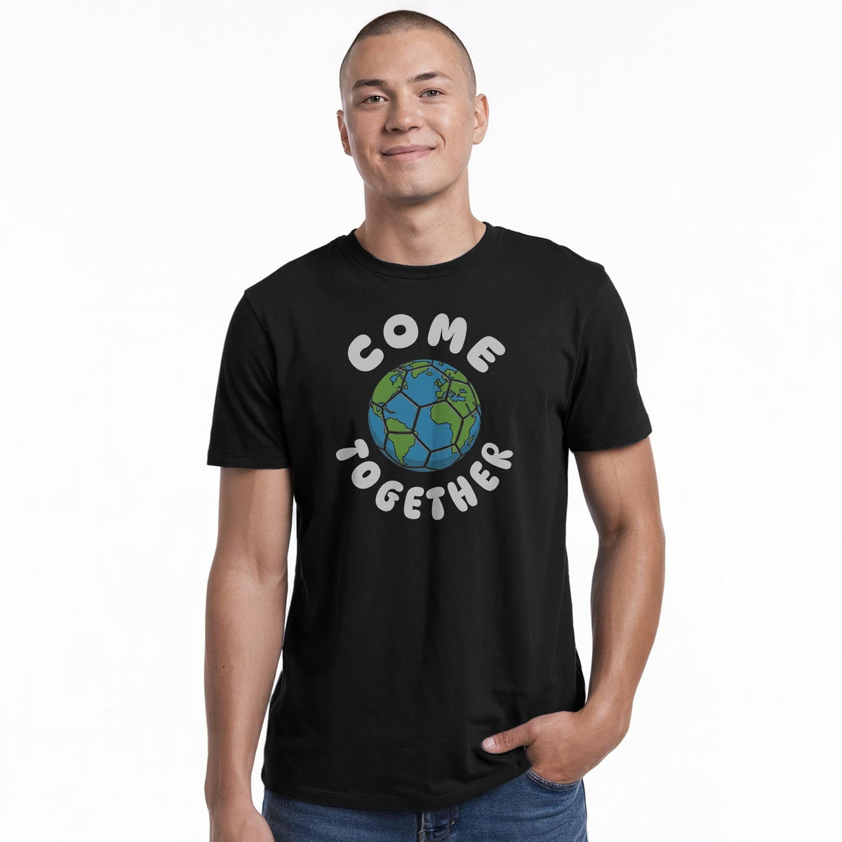 Come Together Cool Staple T-shirt in Black On Model - Front View