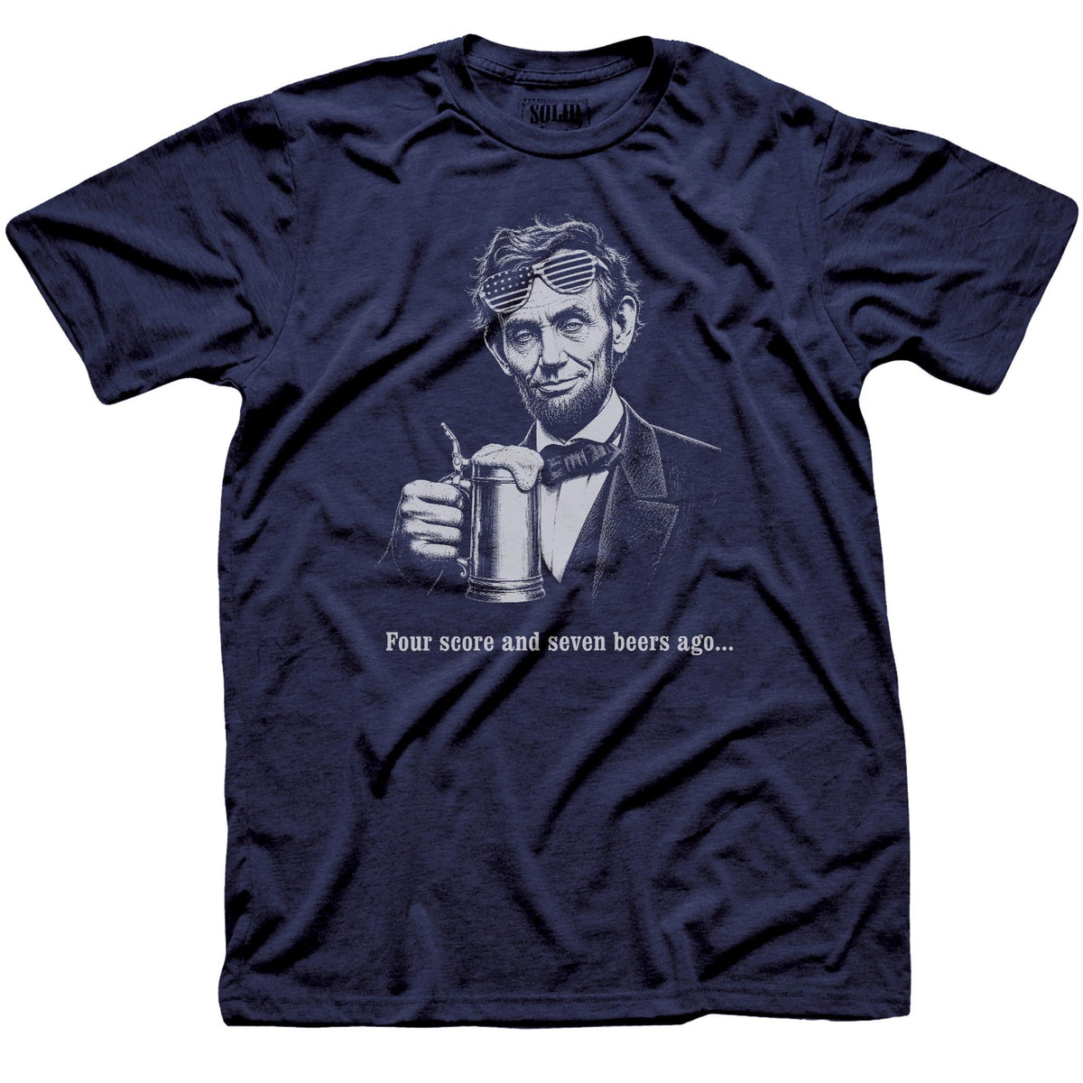 Four Score And Seven Beers Ago Funny Signature T-shirt in Navy - Front View
