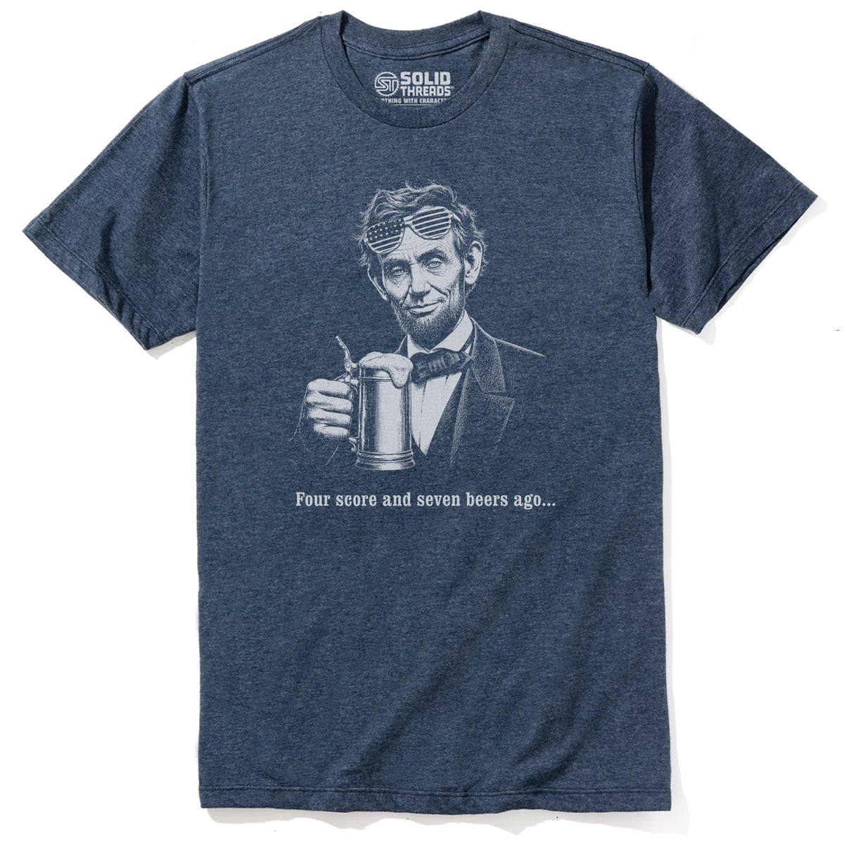 Four Score And Seven Beers Ago Funny Staple T-shirt in Navy Heather - Front View