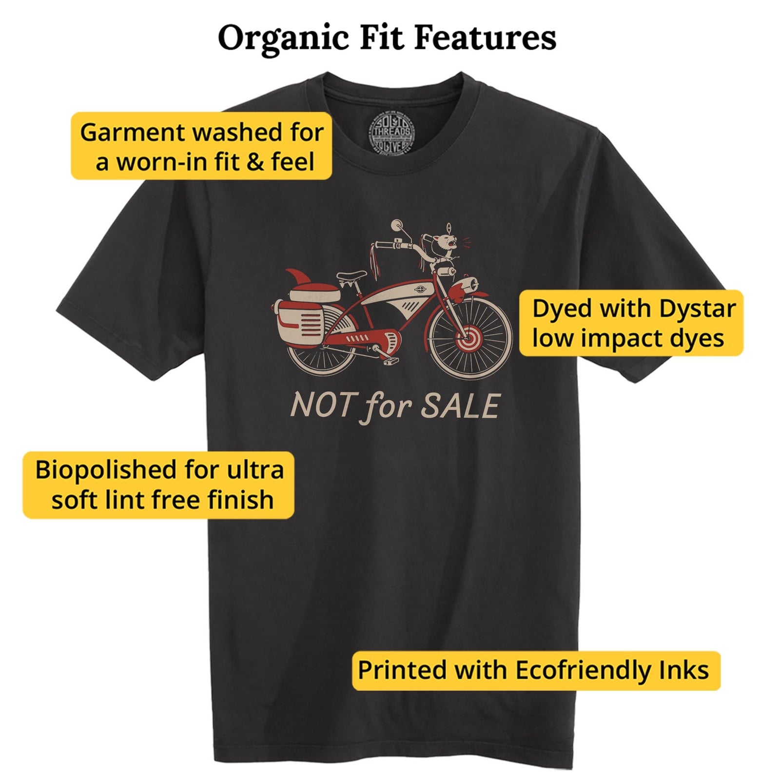 Not For Sale Cool Organic T-shirt in Black - Fit Attributes