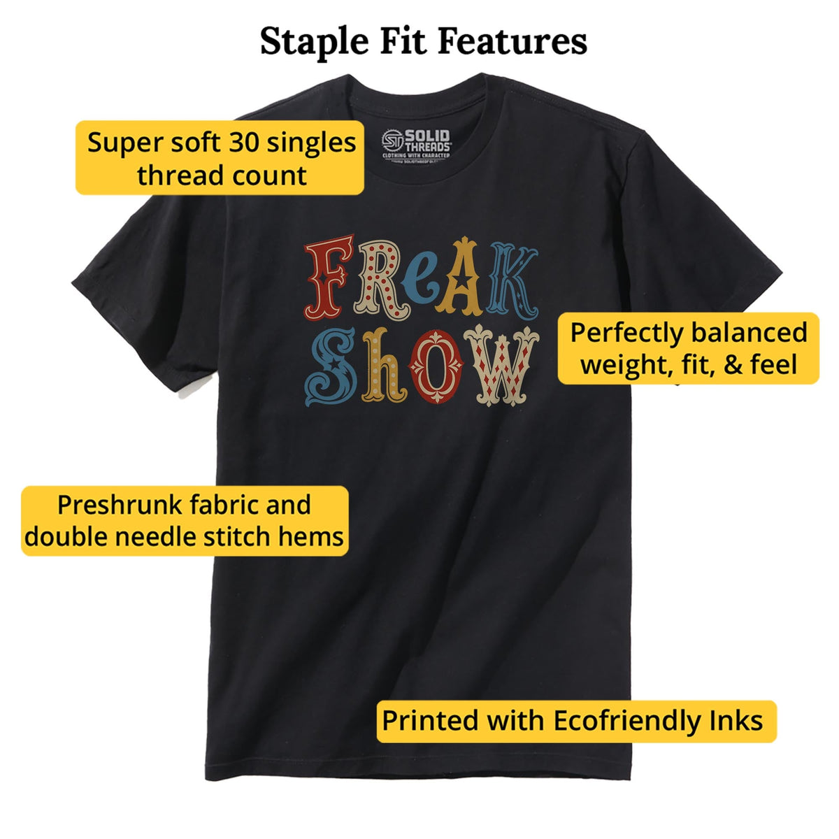 Freak Show Vintage Staple T-shirt in Black - Fit Attributes