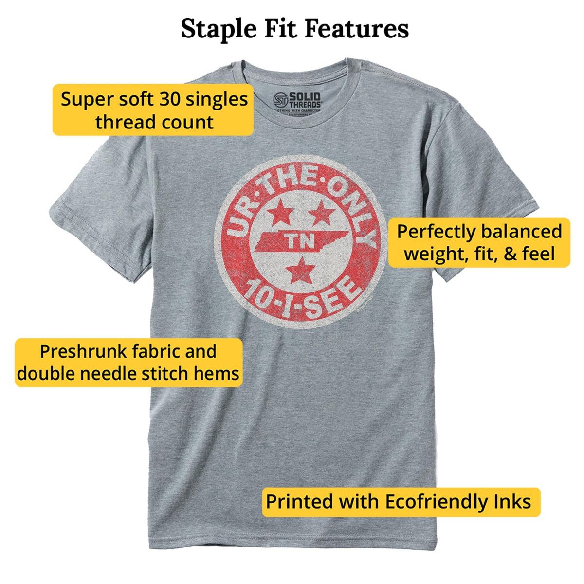 You're The Only Ten I See Funny Staple T-shirt in Ash Heather - Fit Attributes