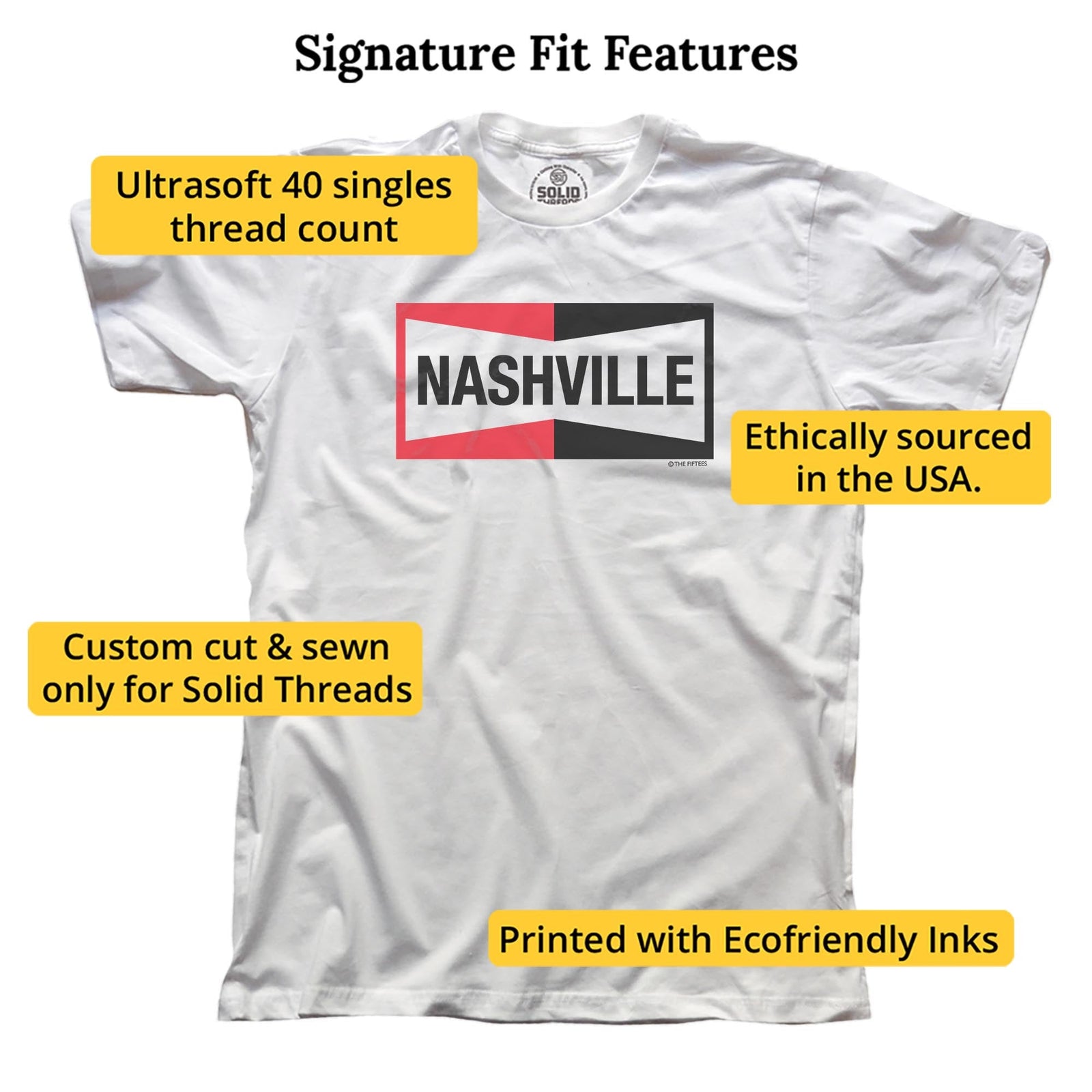 Nashville Champion Cool Signature T-shirt in White - Fit Attributes