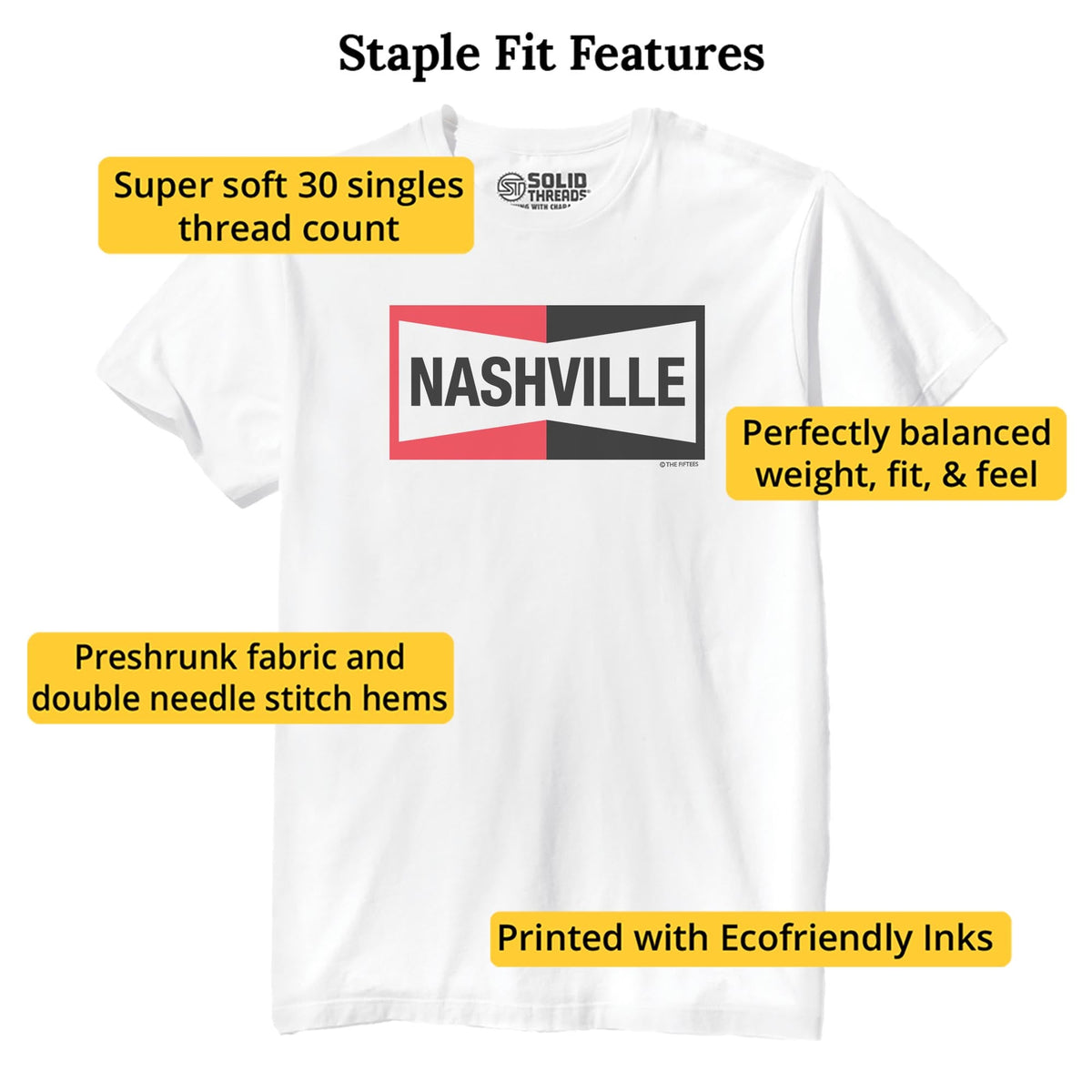 Nashville Champion Cool Staple T-shirt in White - Fit Attributes