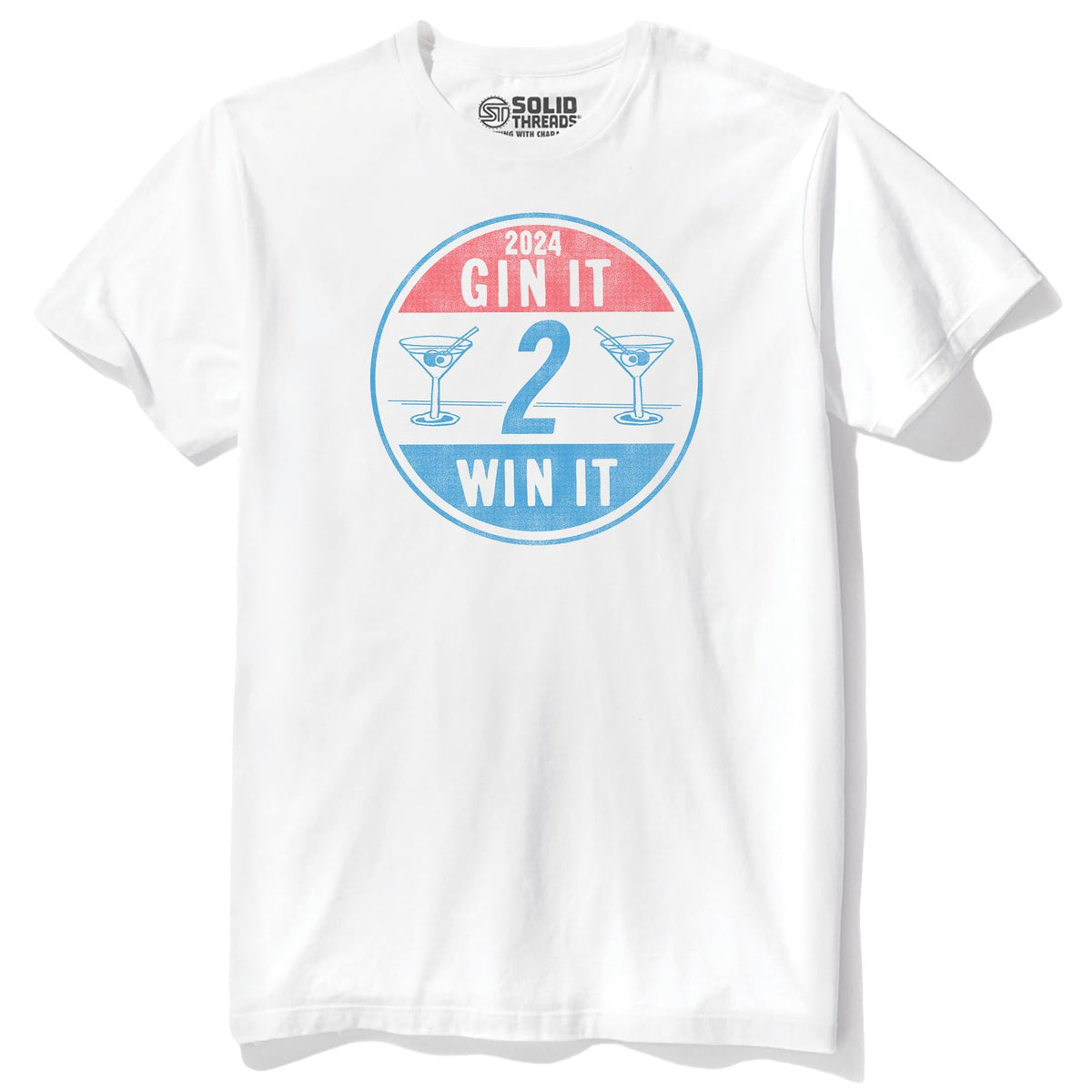 Gin It To Win It Funny Staple T-shirt in White - Front View