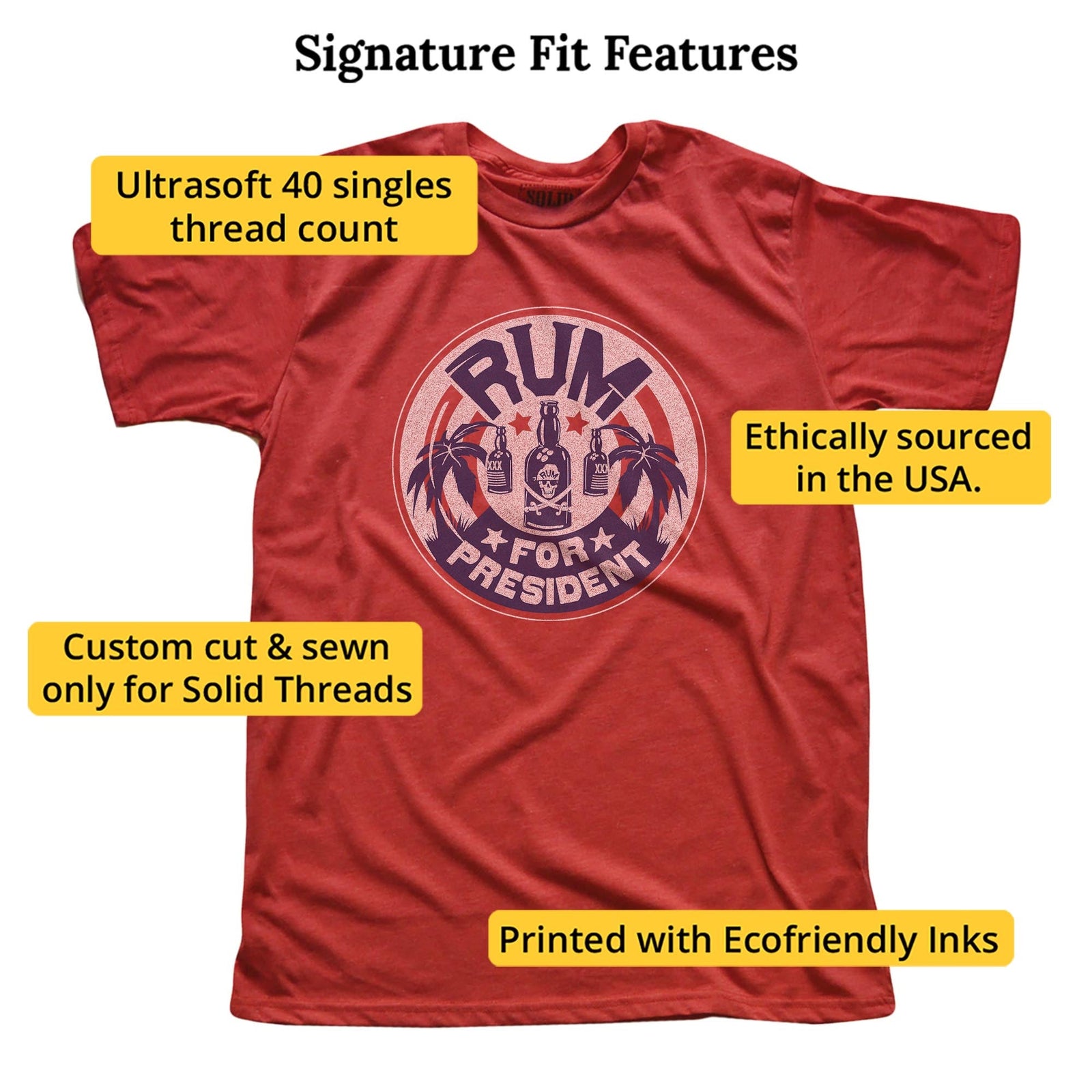 Run For President Funny Signature T-shirt in Red - Fit Attributes