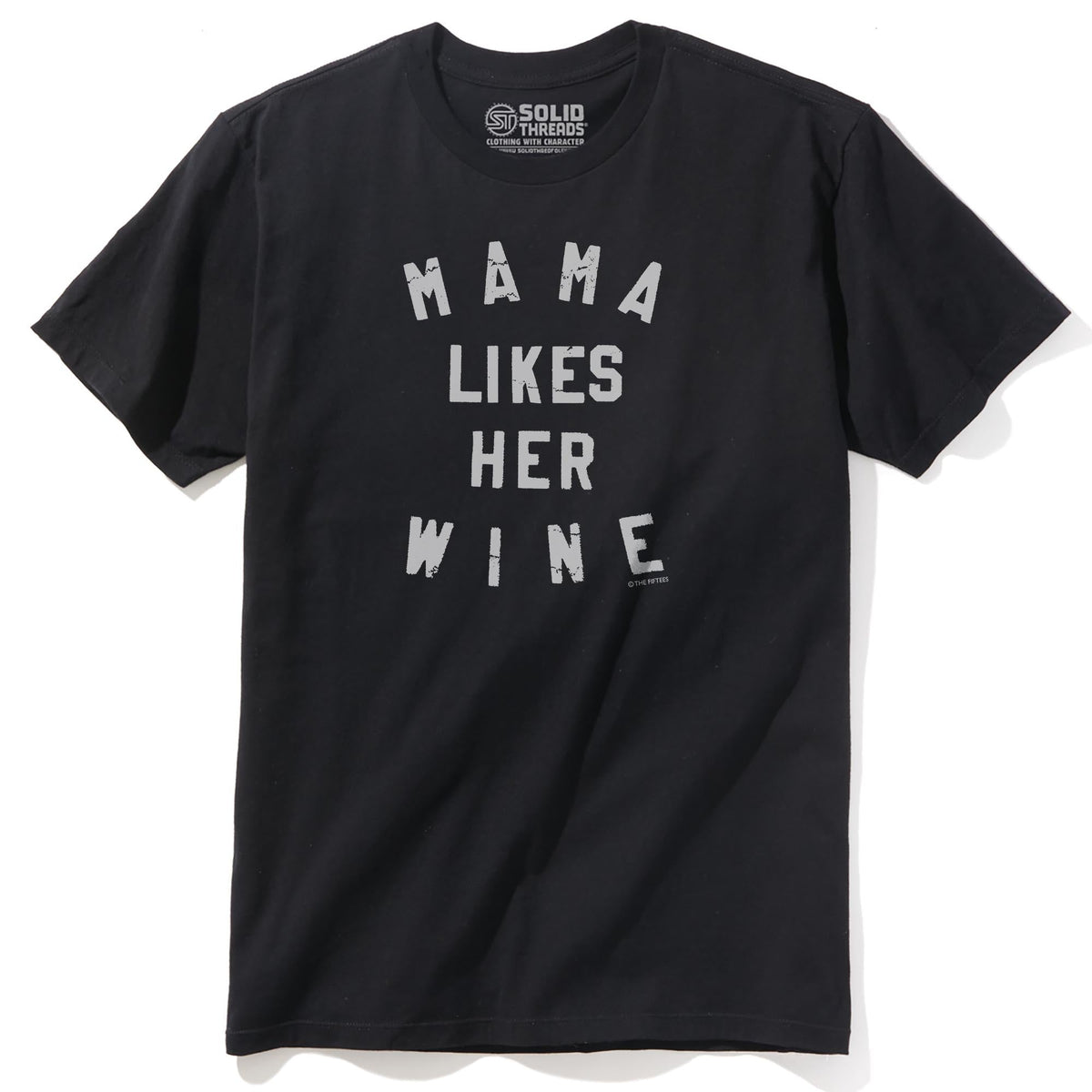 Mama Likes Her Wine Funny Staple T-shirt in Black - Front View