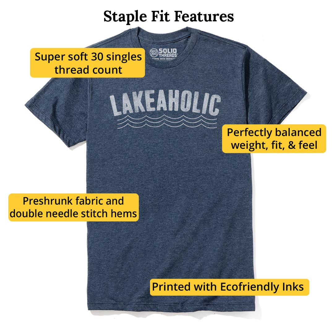 Lakeaholic Funny Staple T-shirt in Navy Heather - Fit Attributes