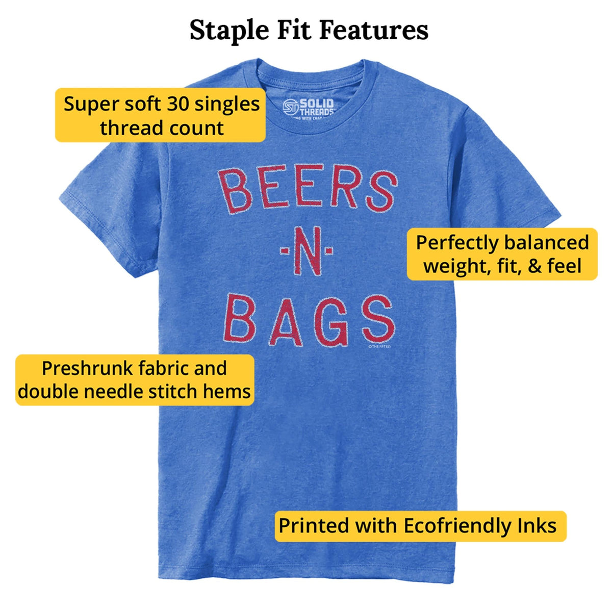 Beer In Bags Funny Staple T-shirt in Royal Heather - Fit Attributes