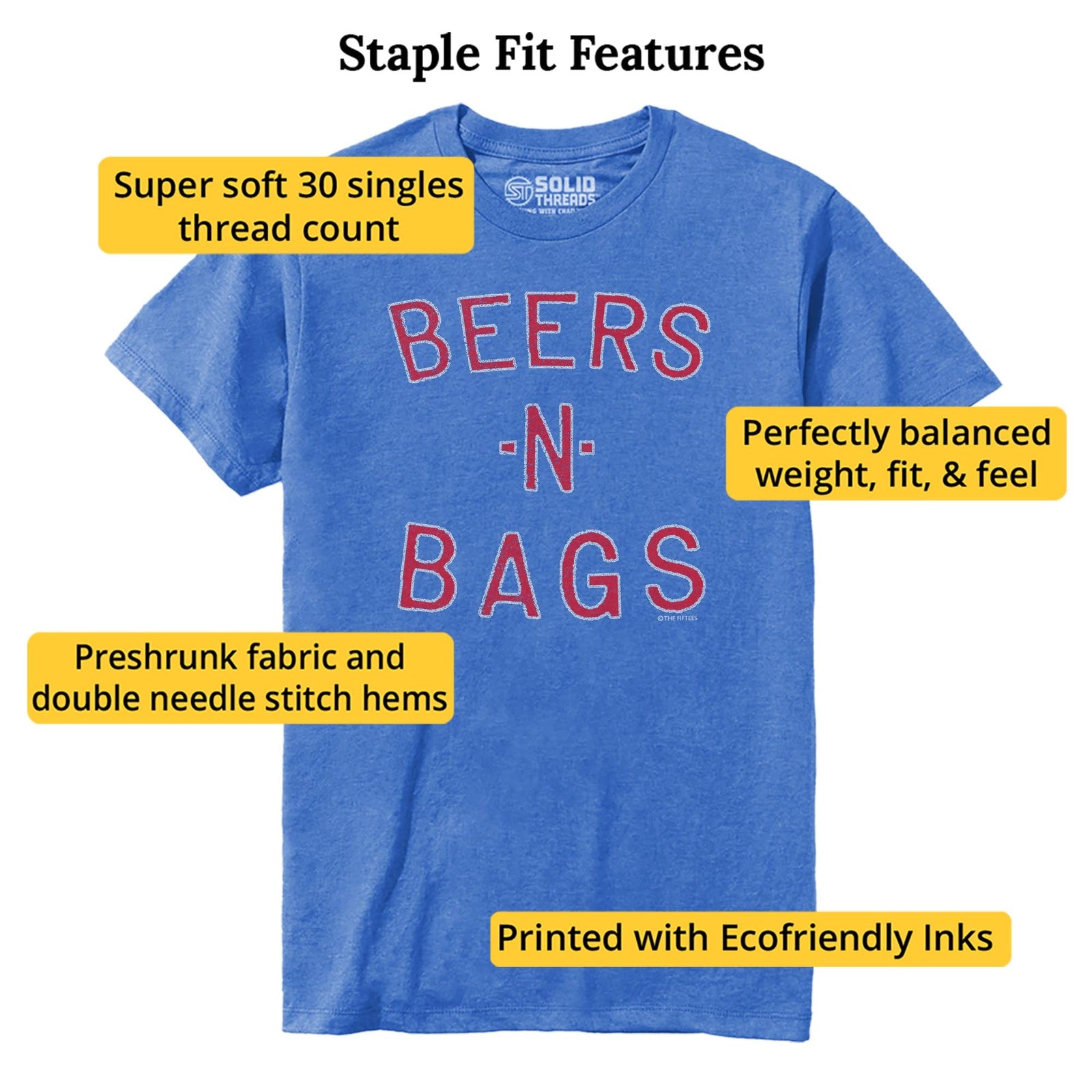 Beer In Bags Funny Staple T-shirt in Royal Heather - Fit Attributes