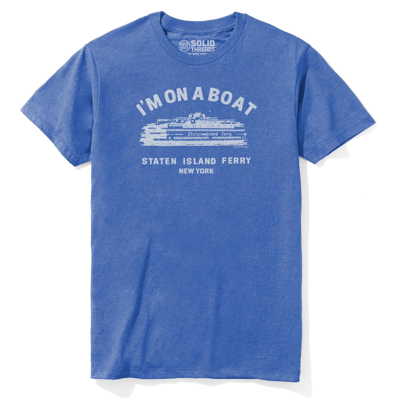 I'm On A Boat Funny Staple T-shirt in Royal Heather - Front View