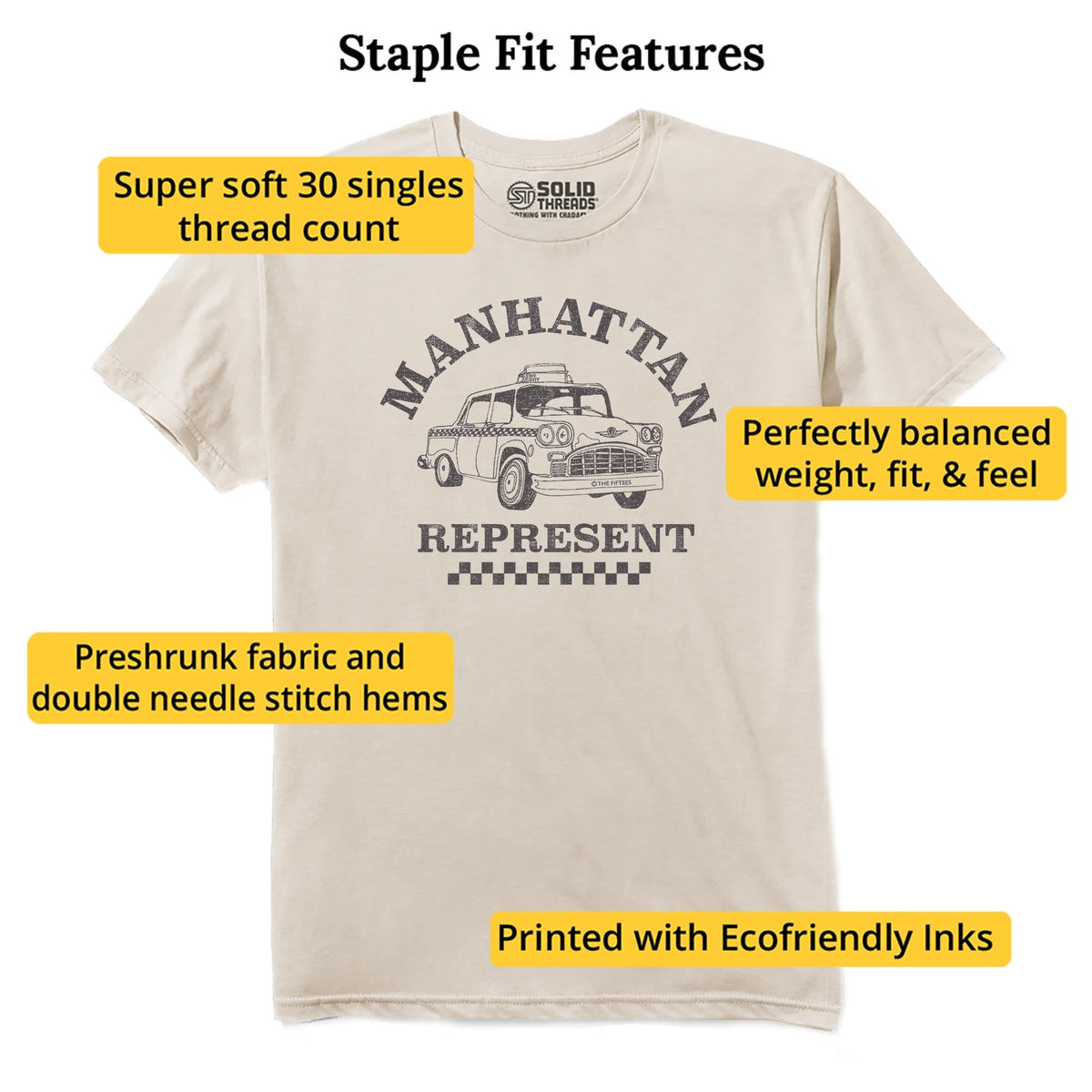 Manhattan Represent Funny Staple T-shirt in Natural - Fit Attributes