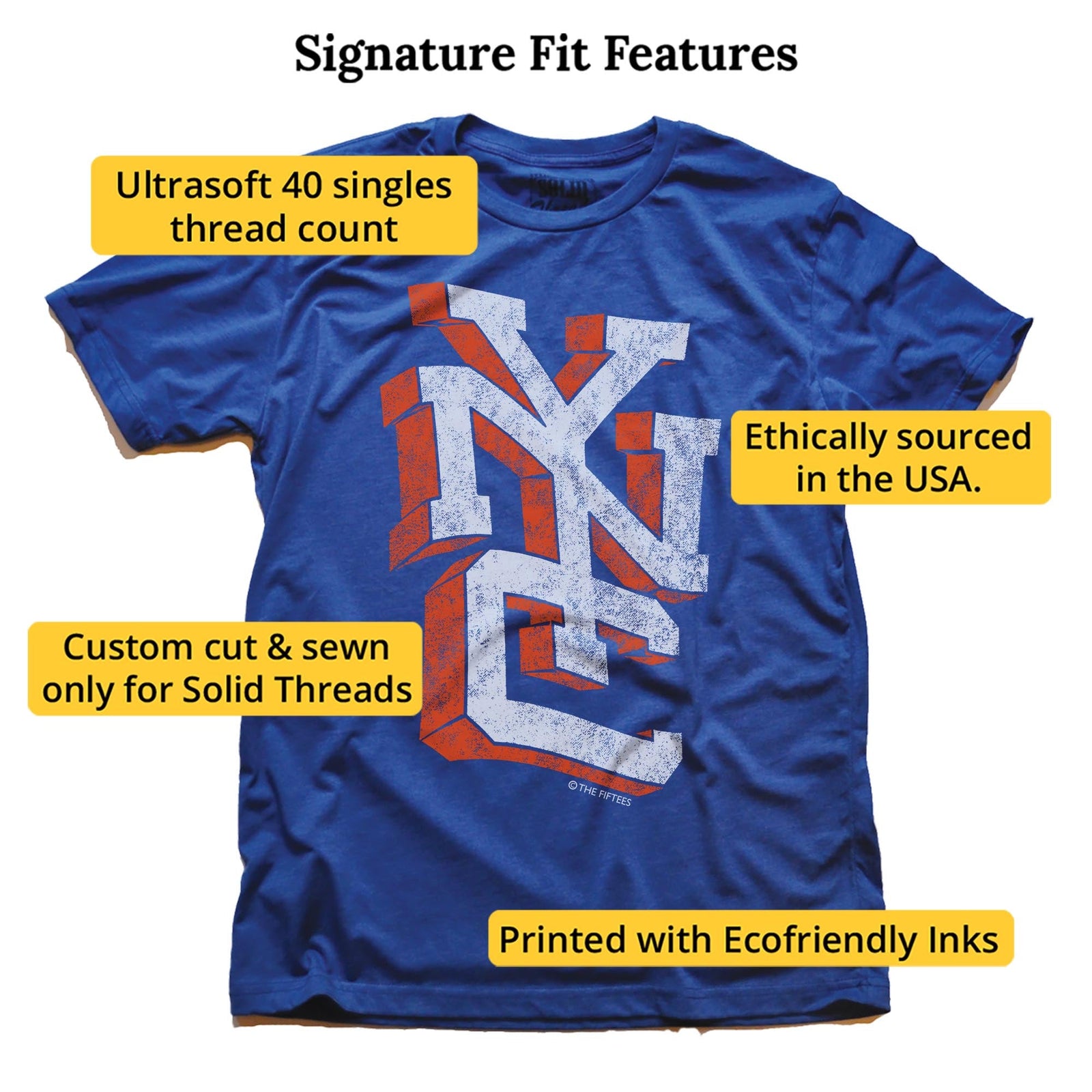 Nyc In 3d Cool Signature T-shirt in Royal - Fit Attributes
