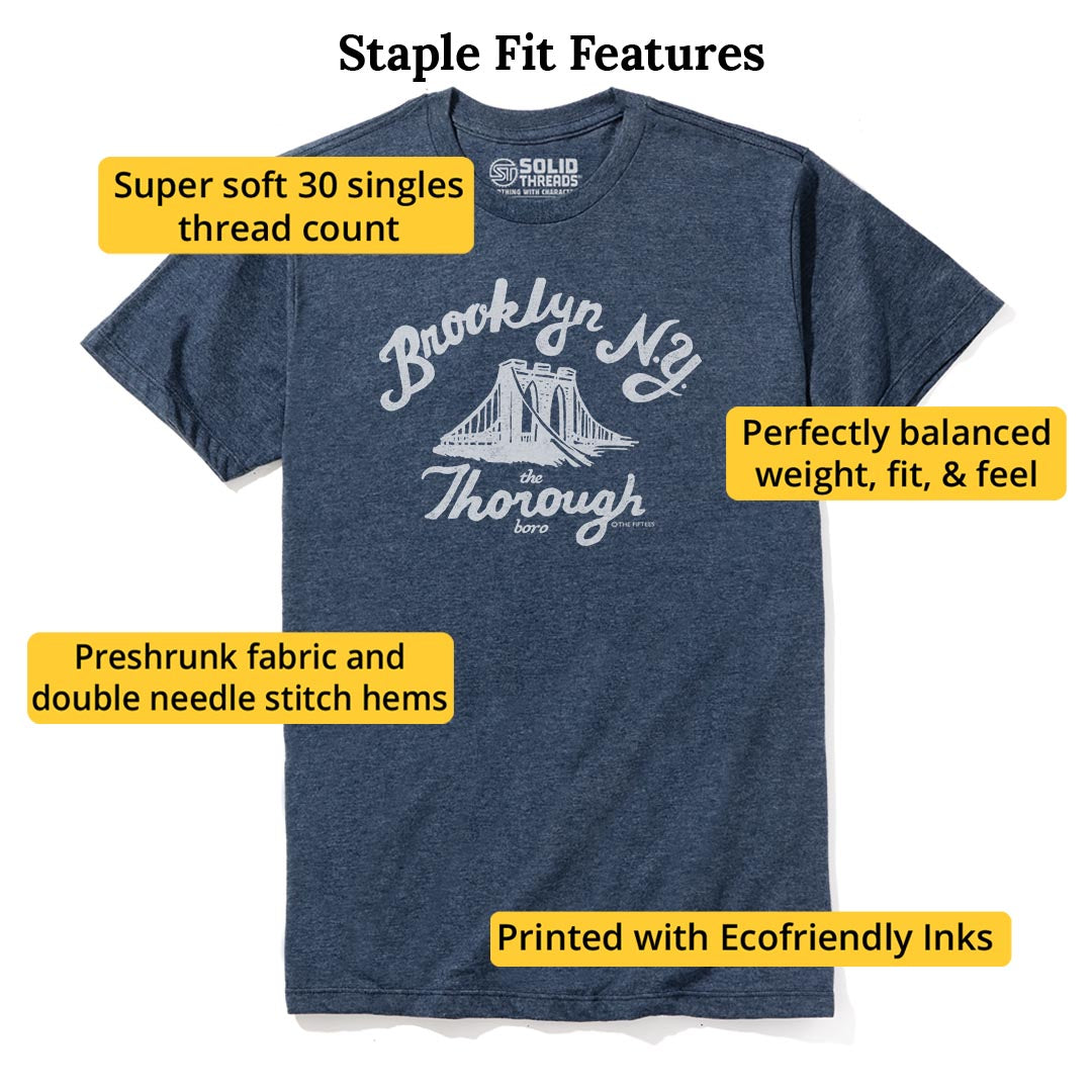 The Thorough Boro Funny Staple T-shirt in Navy Heather - Fit Attributes
