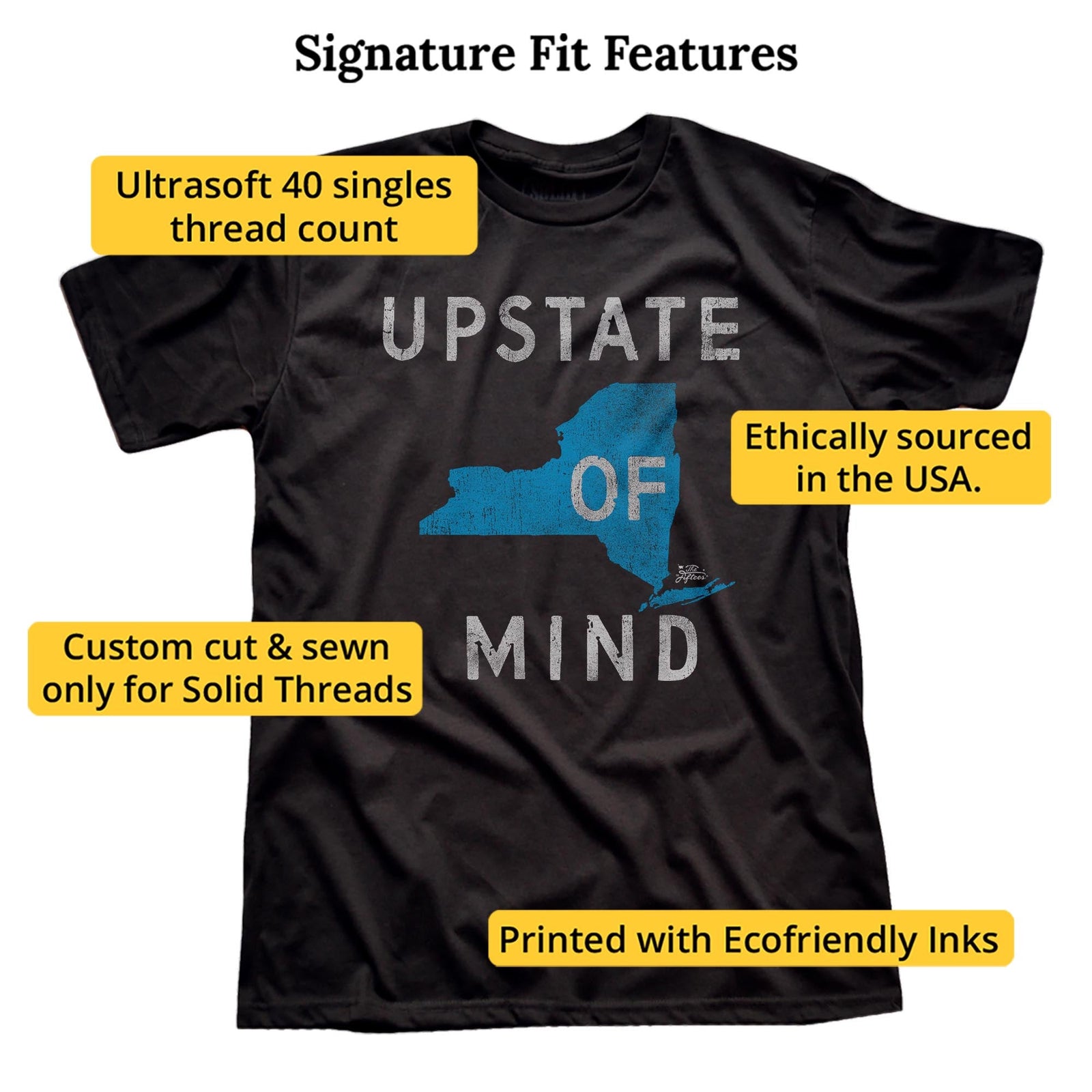 Upstate Of Mind Cool Signature T-shirt in Black - Fit Attributes