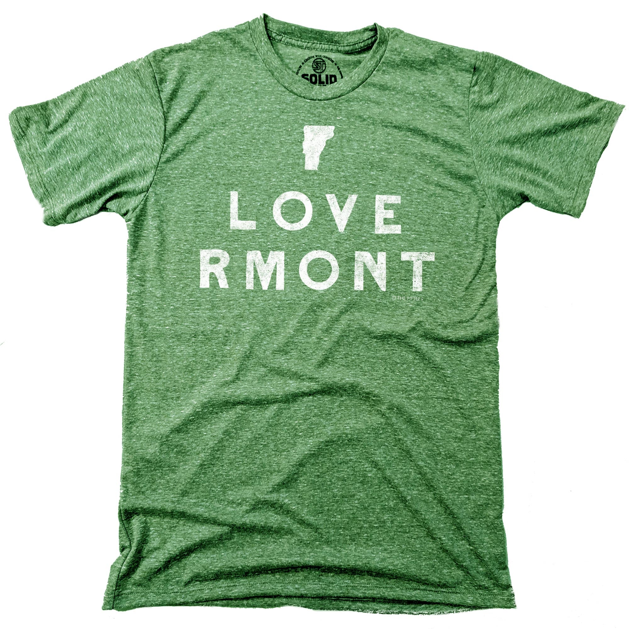 Men's I Love Vermont Cool Graphic T-Shirt | Vintage Vt Pride  Tee | Solid Threads