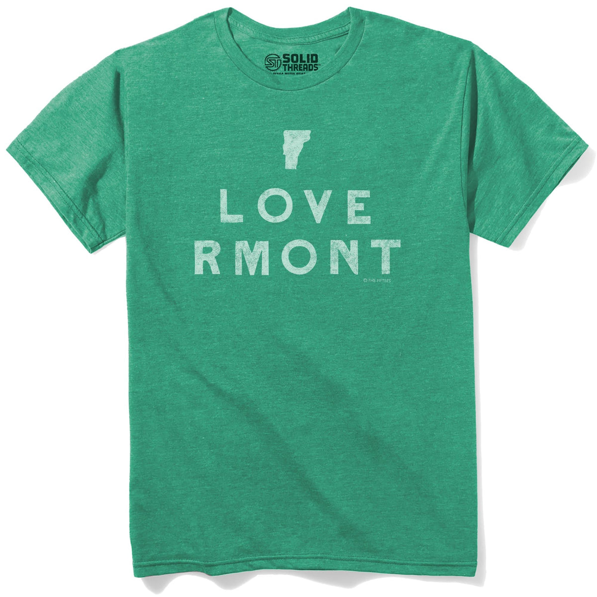 I Love Vermont Cool Staple T-shirt in Kelly Heather - Front View