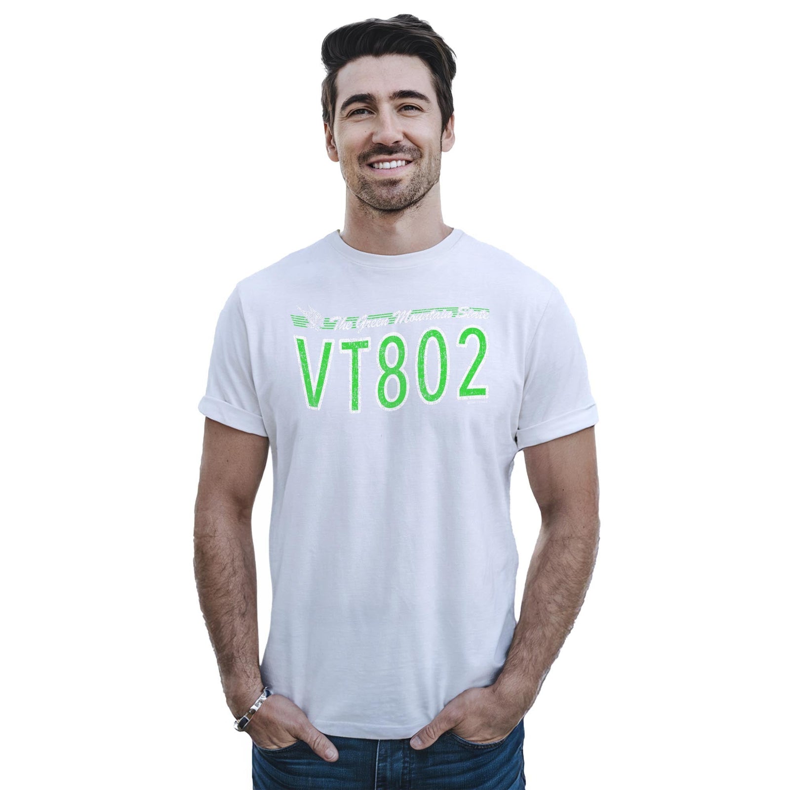 Vt802 Cool Staple T-shirt in White On Model - Front View