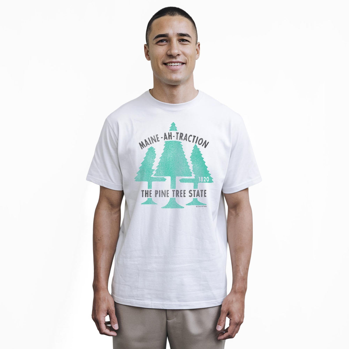 Maine Attraction Cool Staple T-shirt in White On Model - Front View
