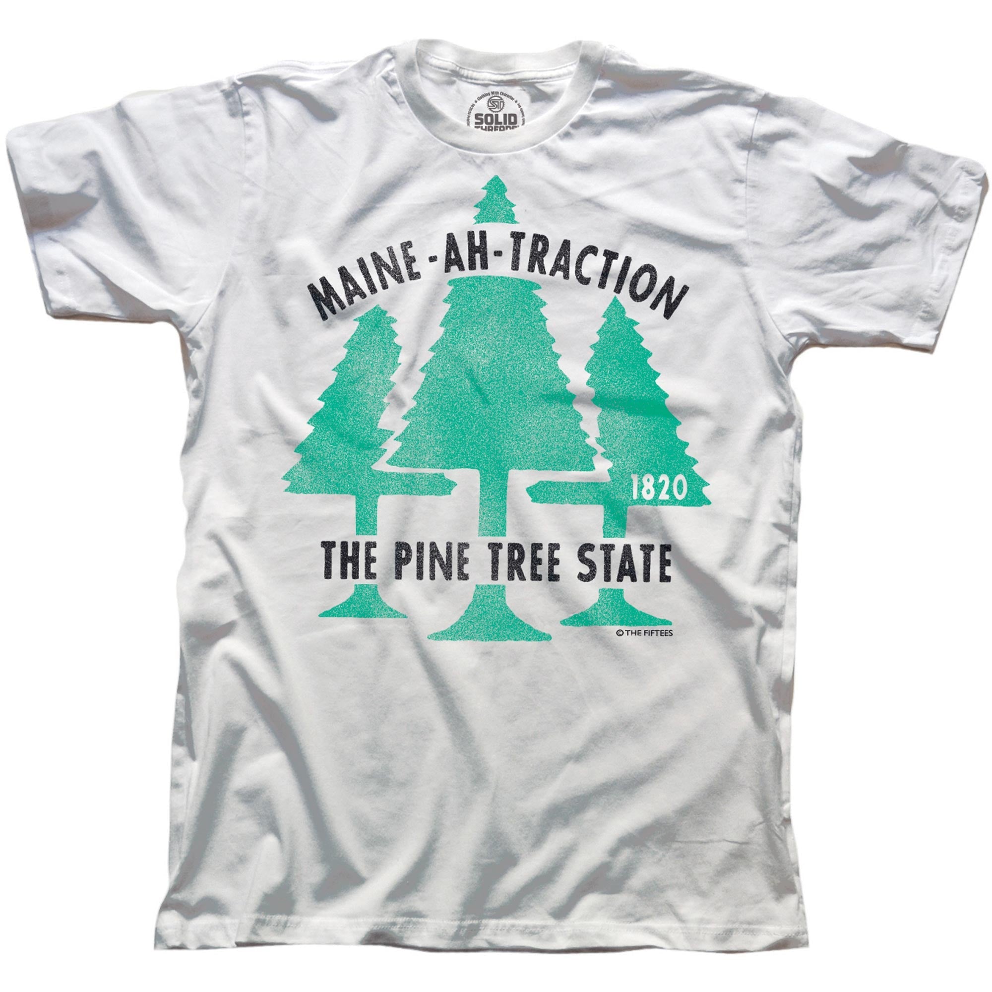 Men's Maine Attraction Cool Graphic T-Shirt | Vintage Forest Pine  Tee | Solid Threads