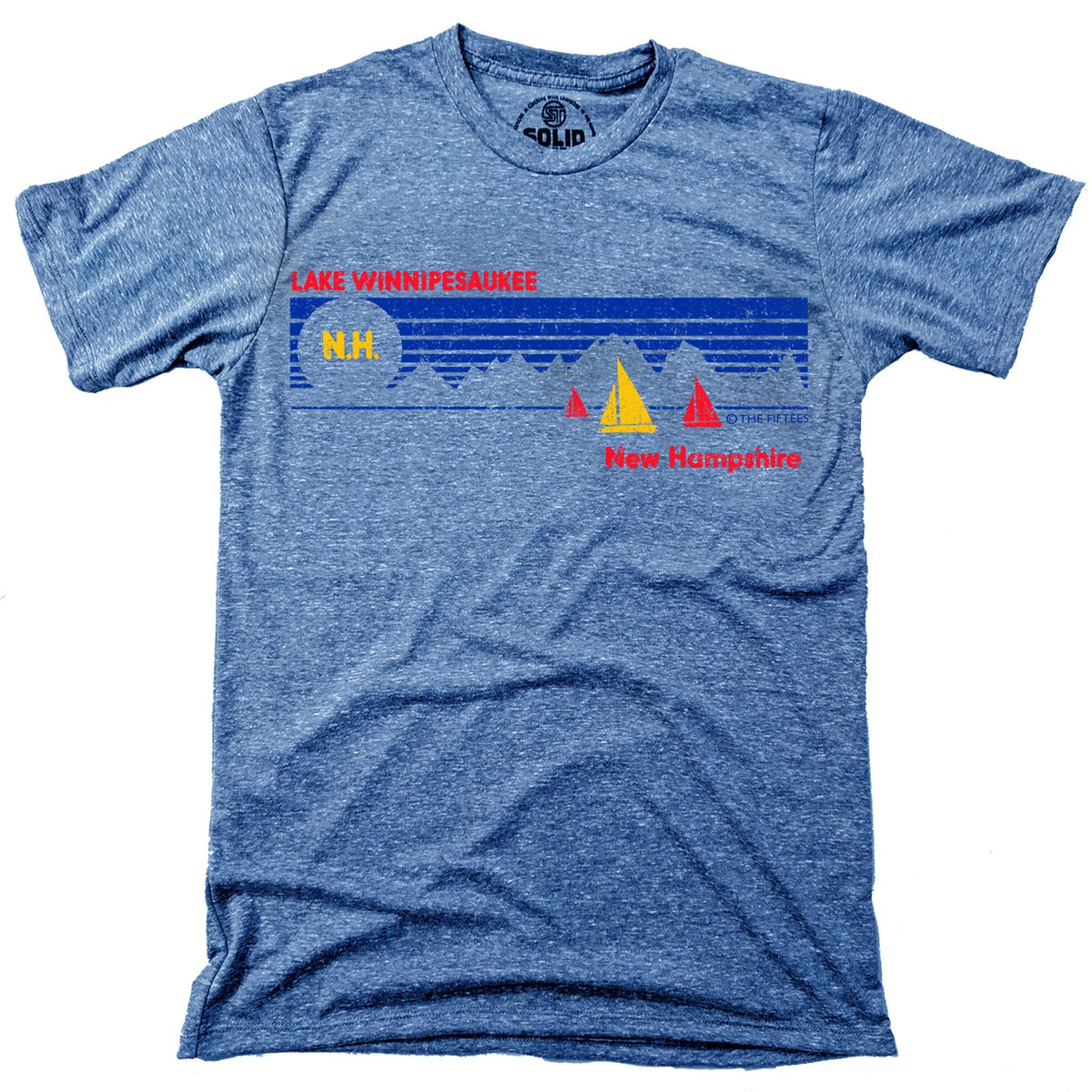 Men&#39;s Lake Winnepski Cool Graphic T-Shirt | Vintage New Hampshire Sailing  Tee | Solid Threads